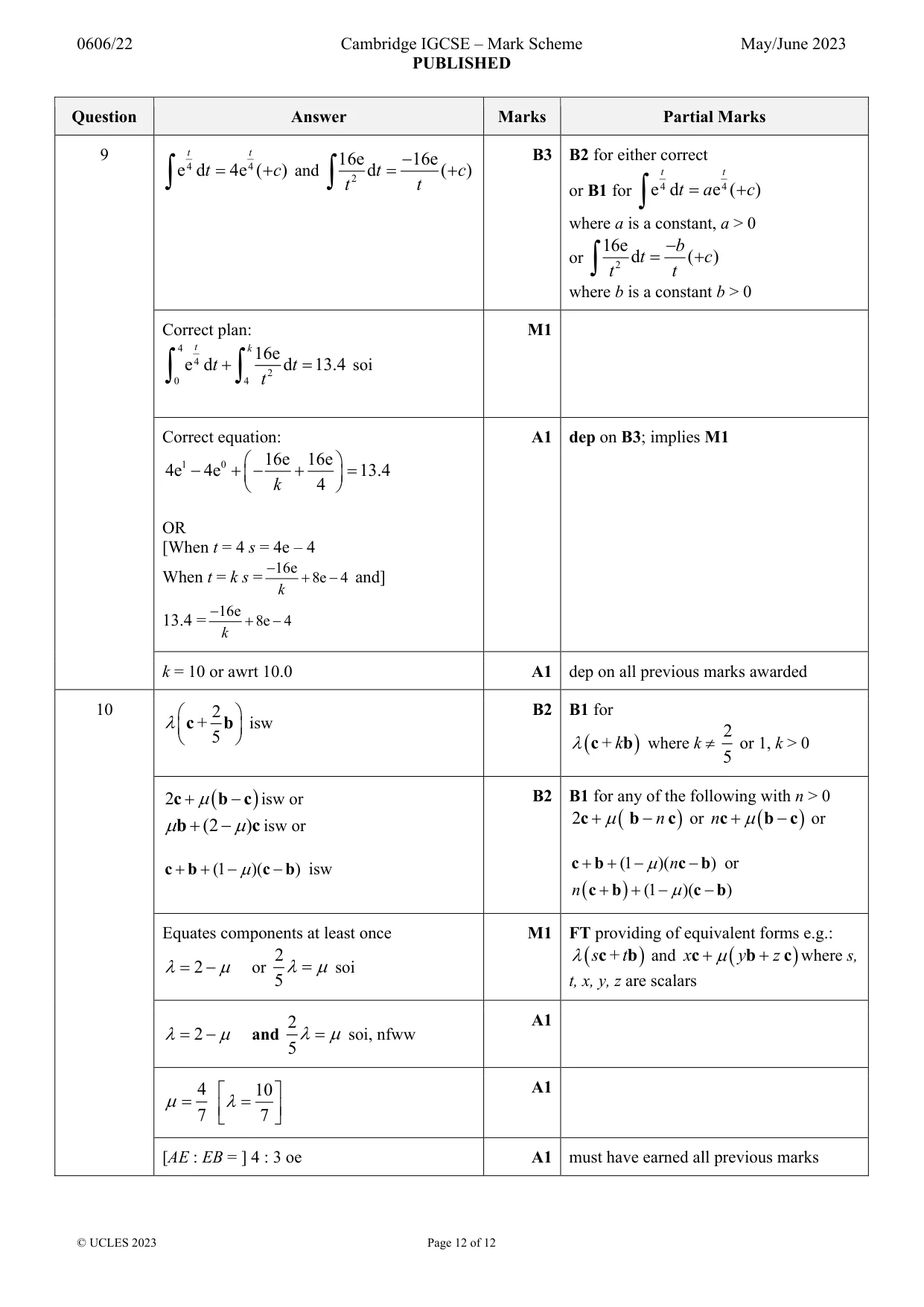 Mark scheme, page 12 of 12
