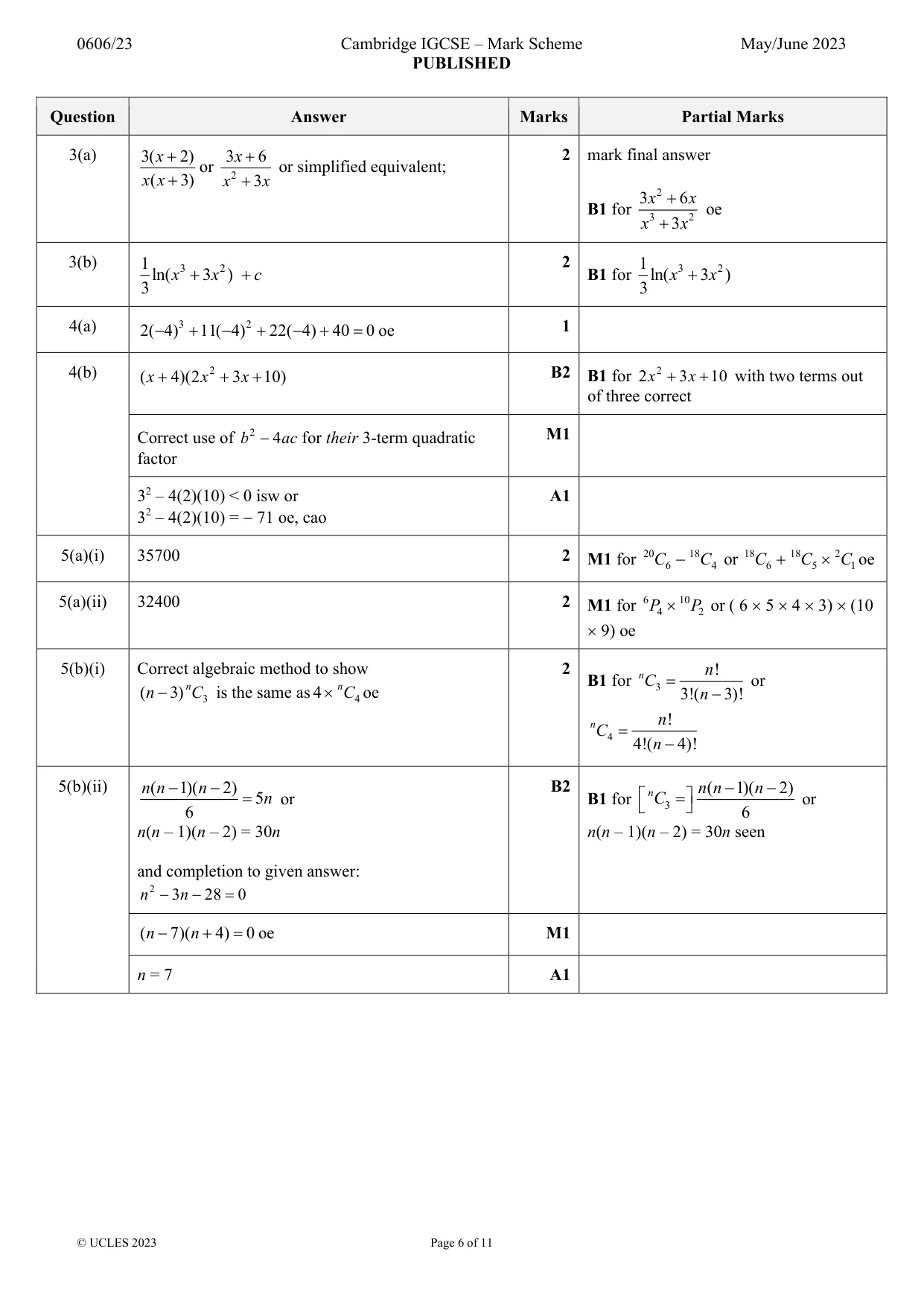 Mark scheme, page 6 of 11