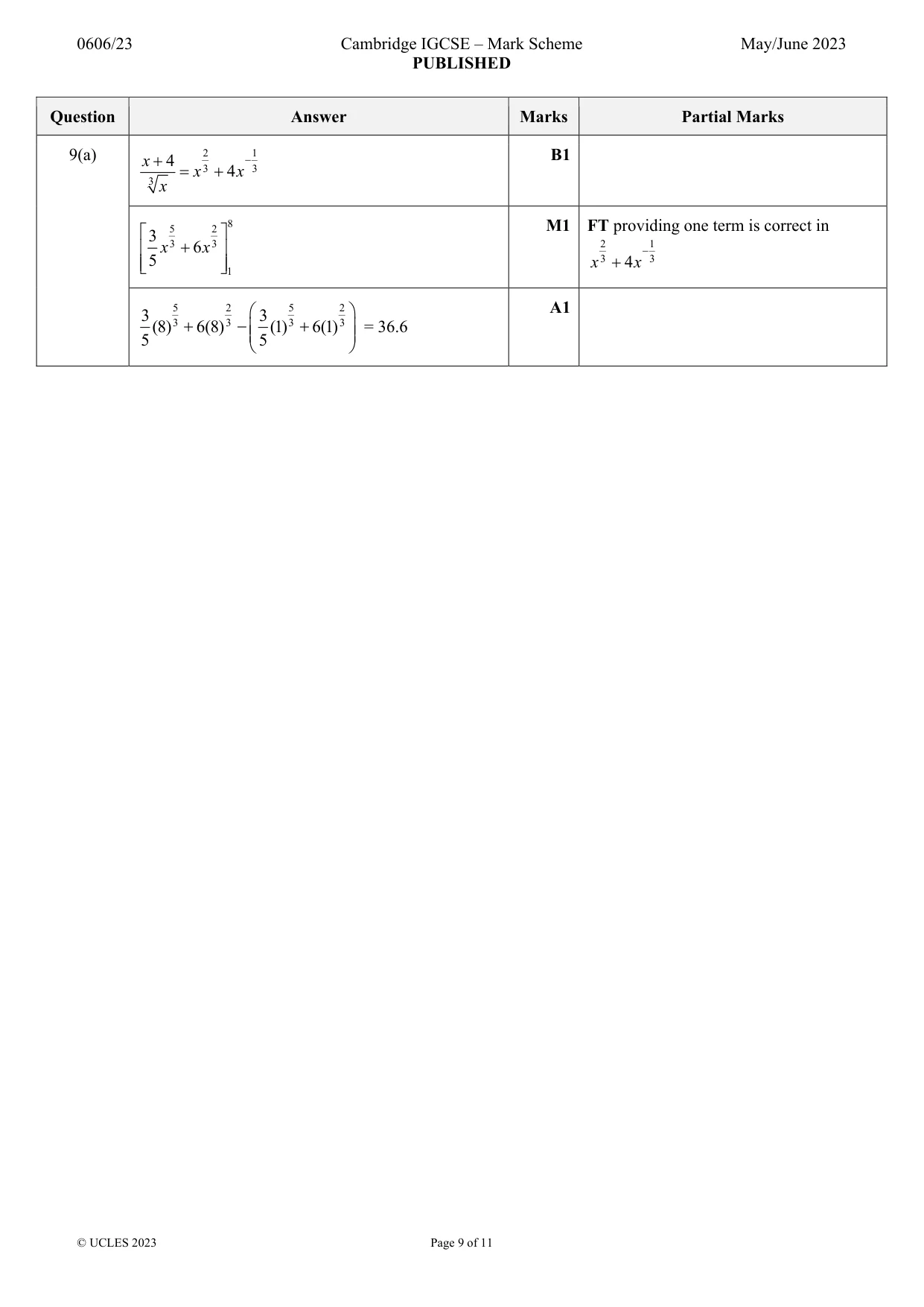 Mark scheme, page 9 of 11