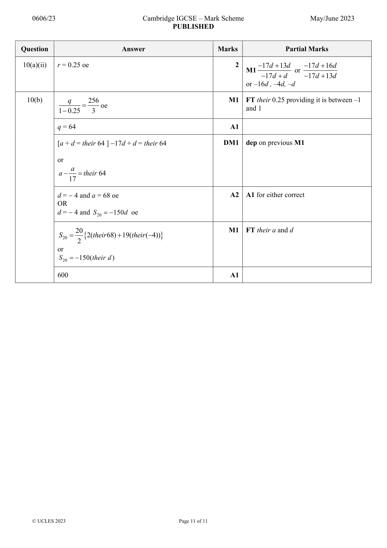 Mark scheme, page 11 of 11