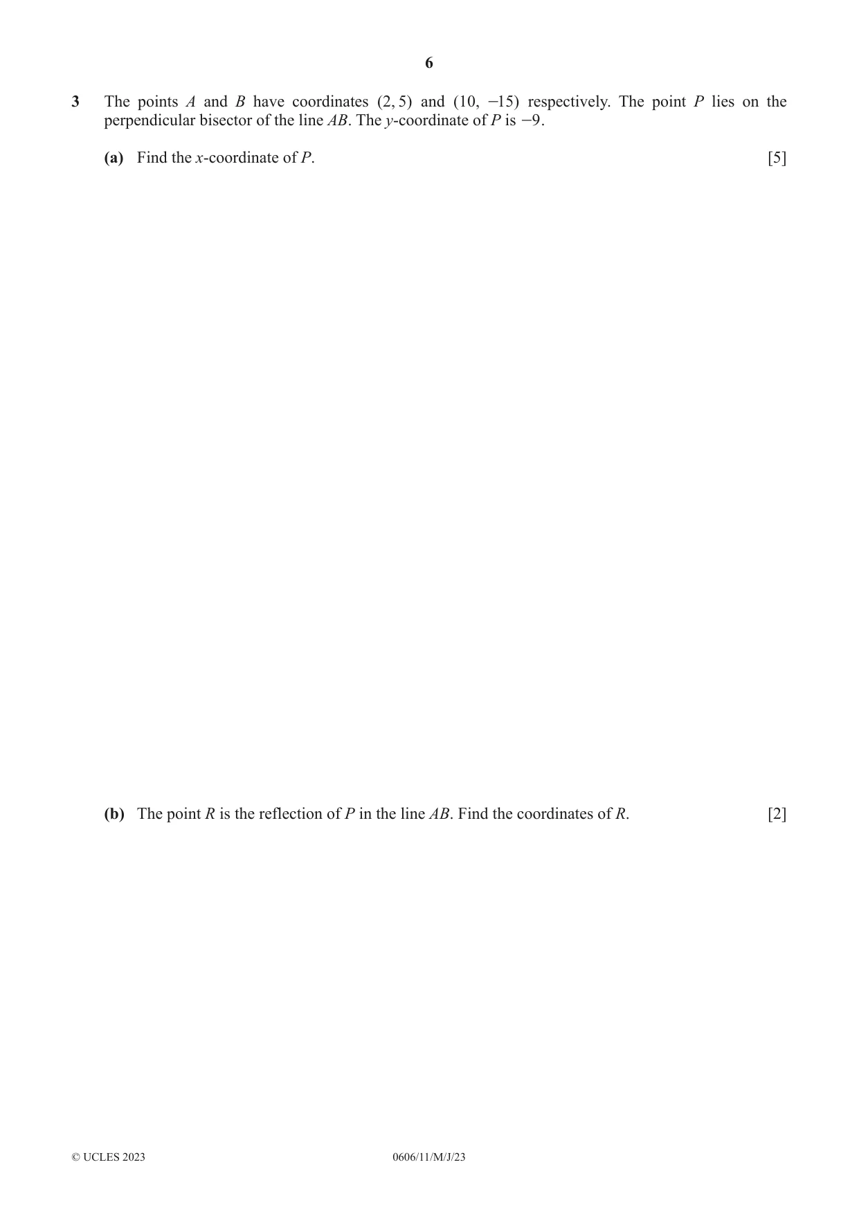 Cambridge IGCSE Mathematics - Additional 0606 2023 May/June Paper 1 · Variant 1 question paper, page 6 of 16