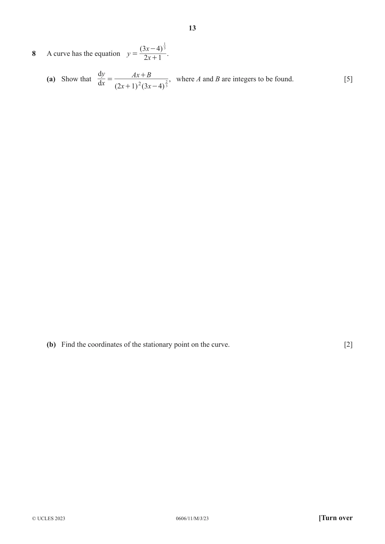 Cambridge IGCSE Mathematics - Additional 0606 2023 May/June Paper 1 · Variant 1 question paper, page 13 of 16