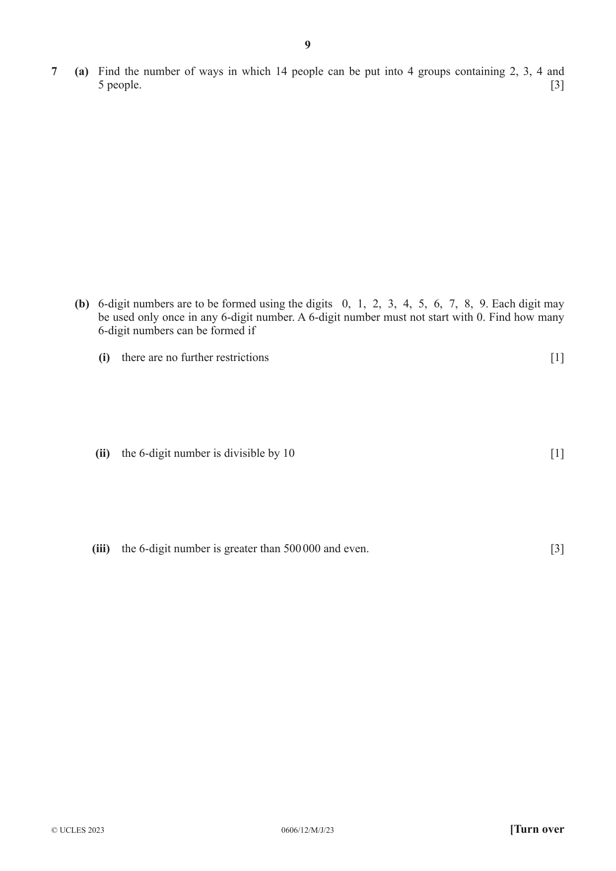 Cambridge IGCSE Mathematics - Additional 0606 2023 May/June Paper 1 · Variant 2 question paper, page 9 of 16
