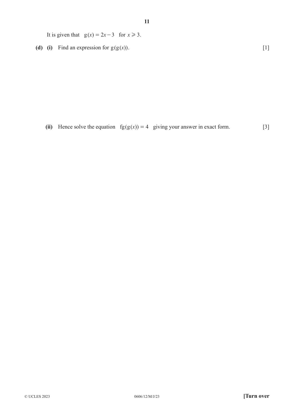 Cambridge IGCSE Mathematics - Additional 0606 2023 May/June Paper 1 · Variant 2 question paper, page 11 of 16