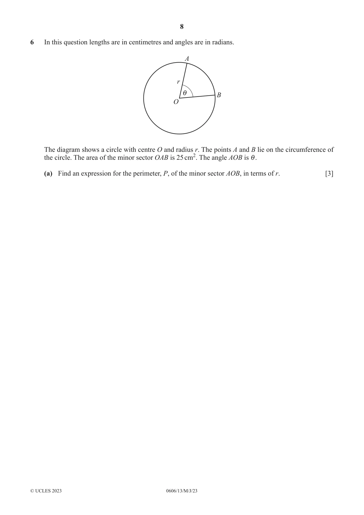 Cambridge IGCSE Mathematics - Additional 0606 2023 May/June Paper 1 · Variant 3 question paper, page 8 of 16