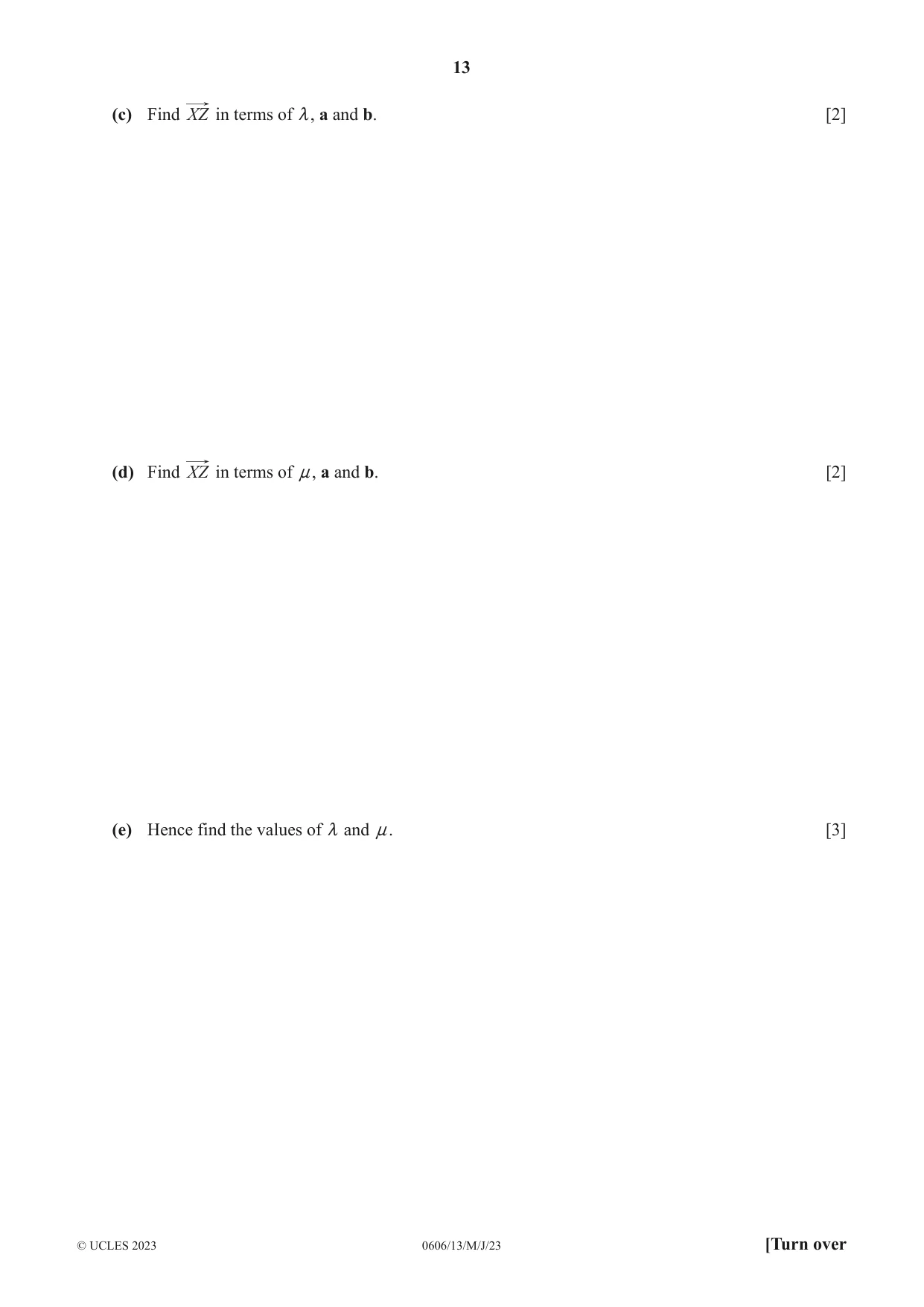 Cambridge IGCSE Mathematics - Additional 0606 2023 May/June Paper 1 · Variant 3 question paper, page 13 of 16