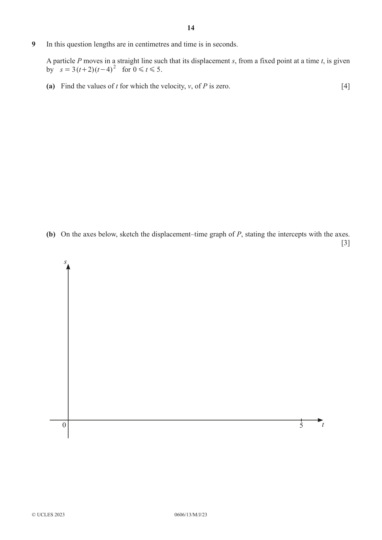 Cambridge IGCSE Mathematics - Additional 0606 2023 May/June Paper 1 · Variant 3 question paper, page 14 of 16