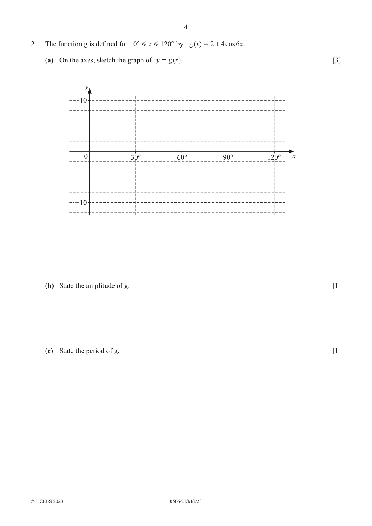 Cambridge IGCSE Mathematics - Additional 0606 2023 May/June Paper 2 · Variant 1 question paper, page 4 of 16