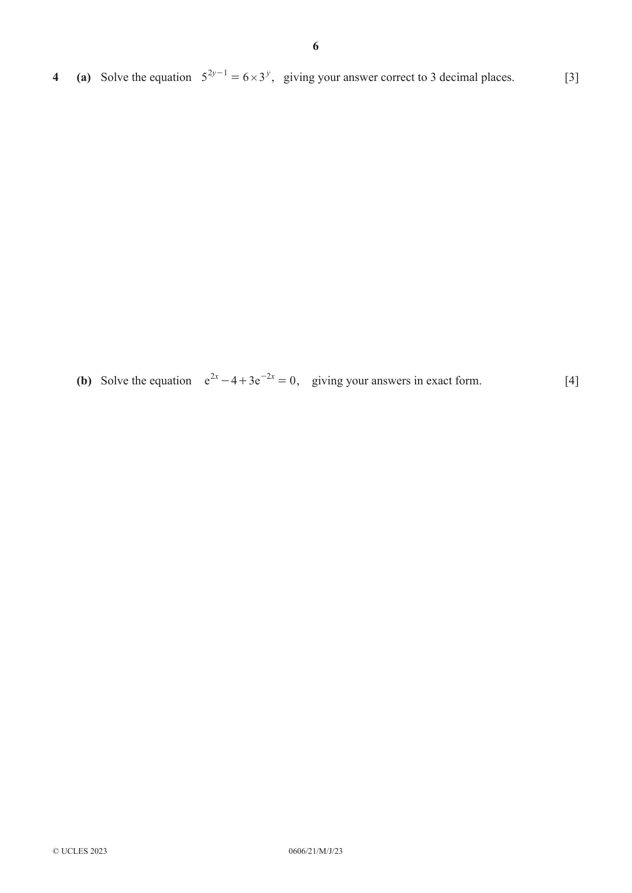 Cambridge IGCSE Mathematics - Additional 0606 2023 May/June Paper 2 · Variant 1 question paper, page 6 of 16