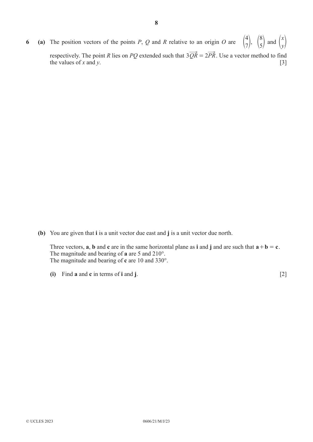 Cambridge IGCSE Mathematics - Additional 0606 2023 May/June Paper 2 · Variant 1 question paper, page 8 of 16