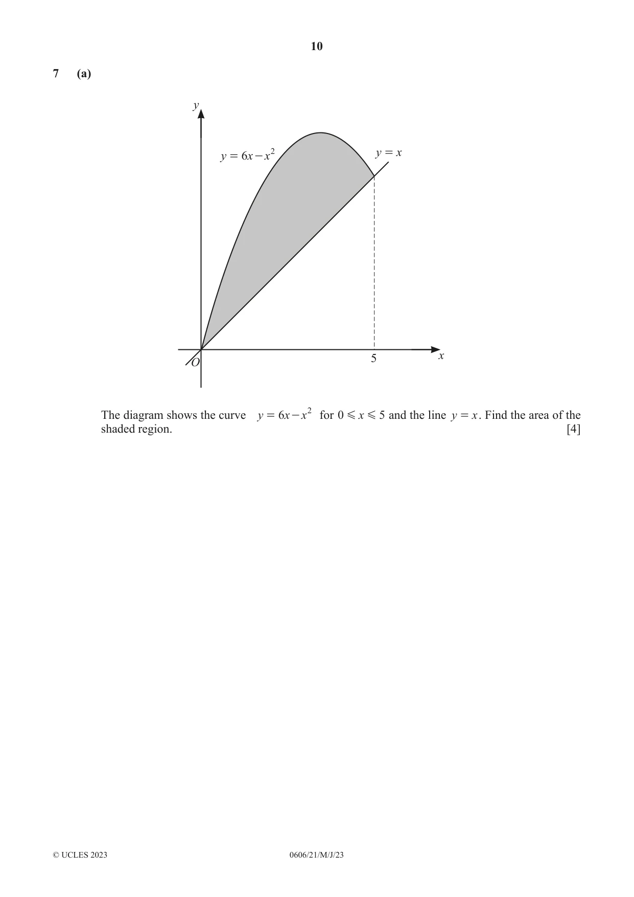 Cambridge IGCSE Mathematics - Additional 0606 2023 May/June Paper 2 · Variant 1 question paper, page 10 of 16