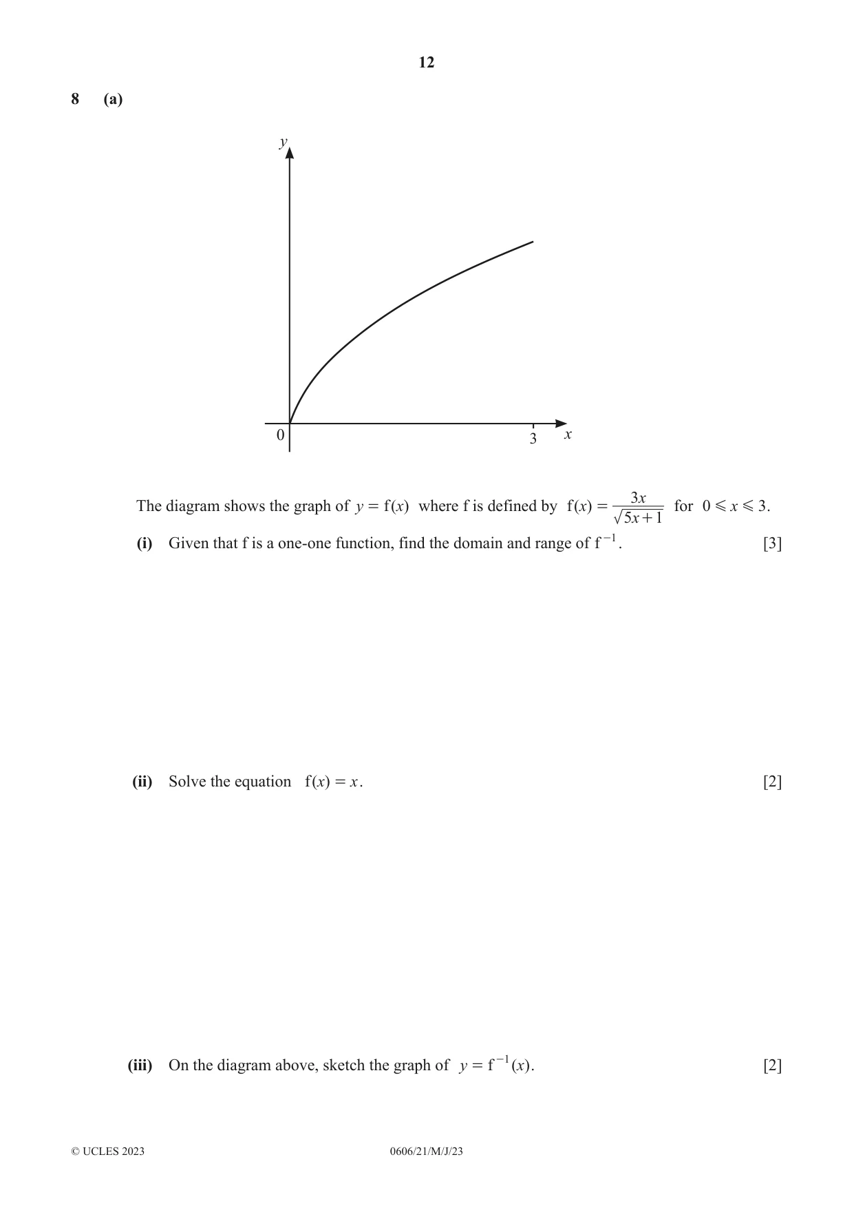 Cambridge IGCSE Mathematics - Additional 0606 2023 May/June Paper 2 · Variant 1 question paper, page 12 of 16