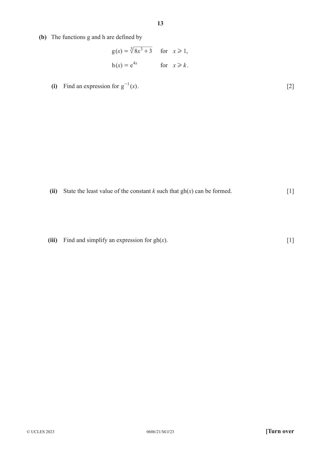 Cambridge IGCSE Mathematics - Additional 0606 2023 May/June Paper 2 · Variant 1 question paper, page 13 of 16