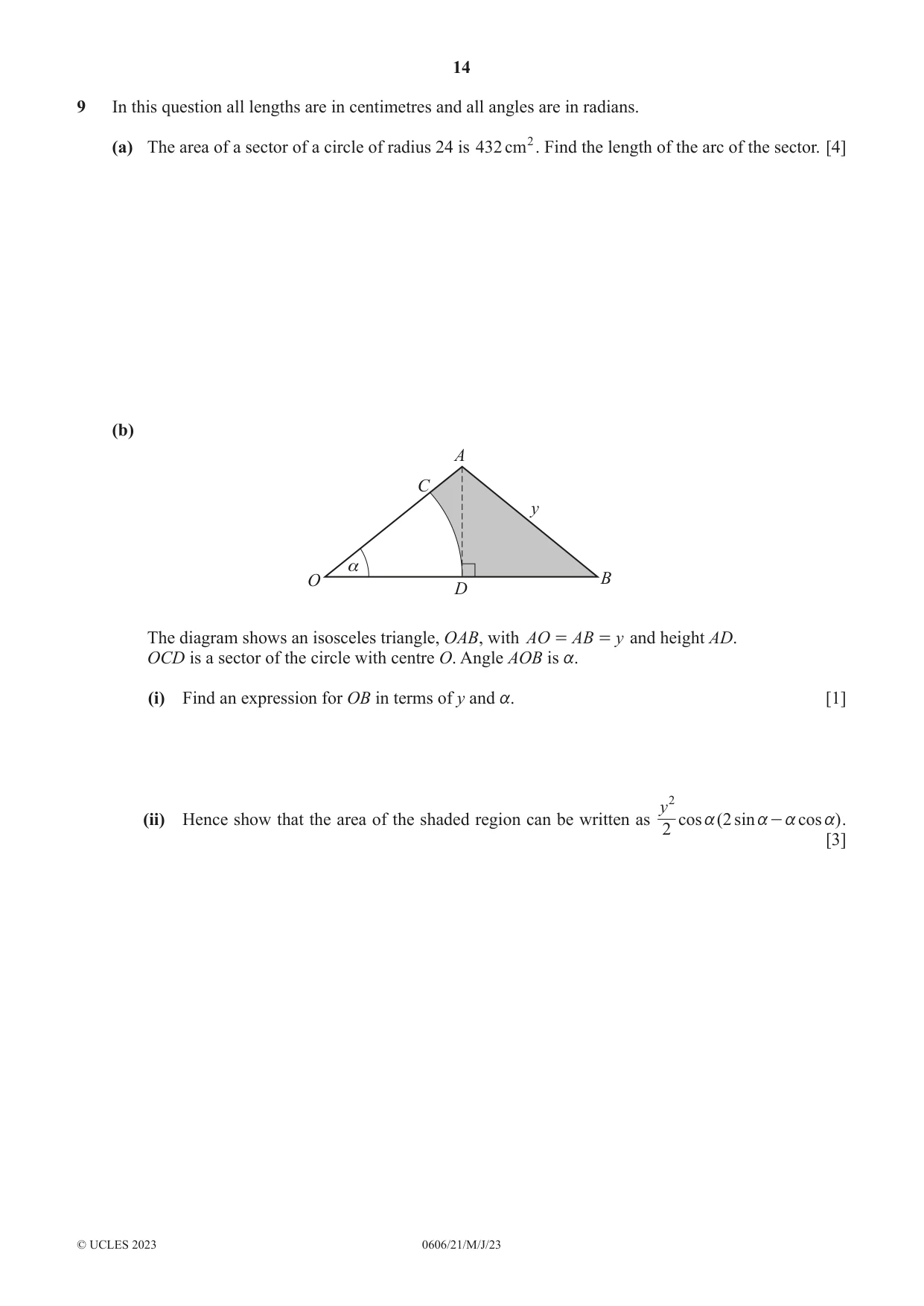 Cambridge IGCSE Mathematics - Additional 0606 2023 May/June Paper 2 · Variant 1 question paper, page 14 of 16