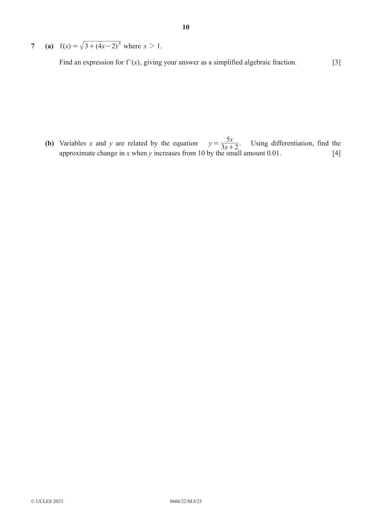 Cambridge IGCSE Mathematics - Additional 0606 2023 May/June Paper 2 · Variant 2 question paper, page 10 of 16