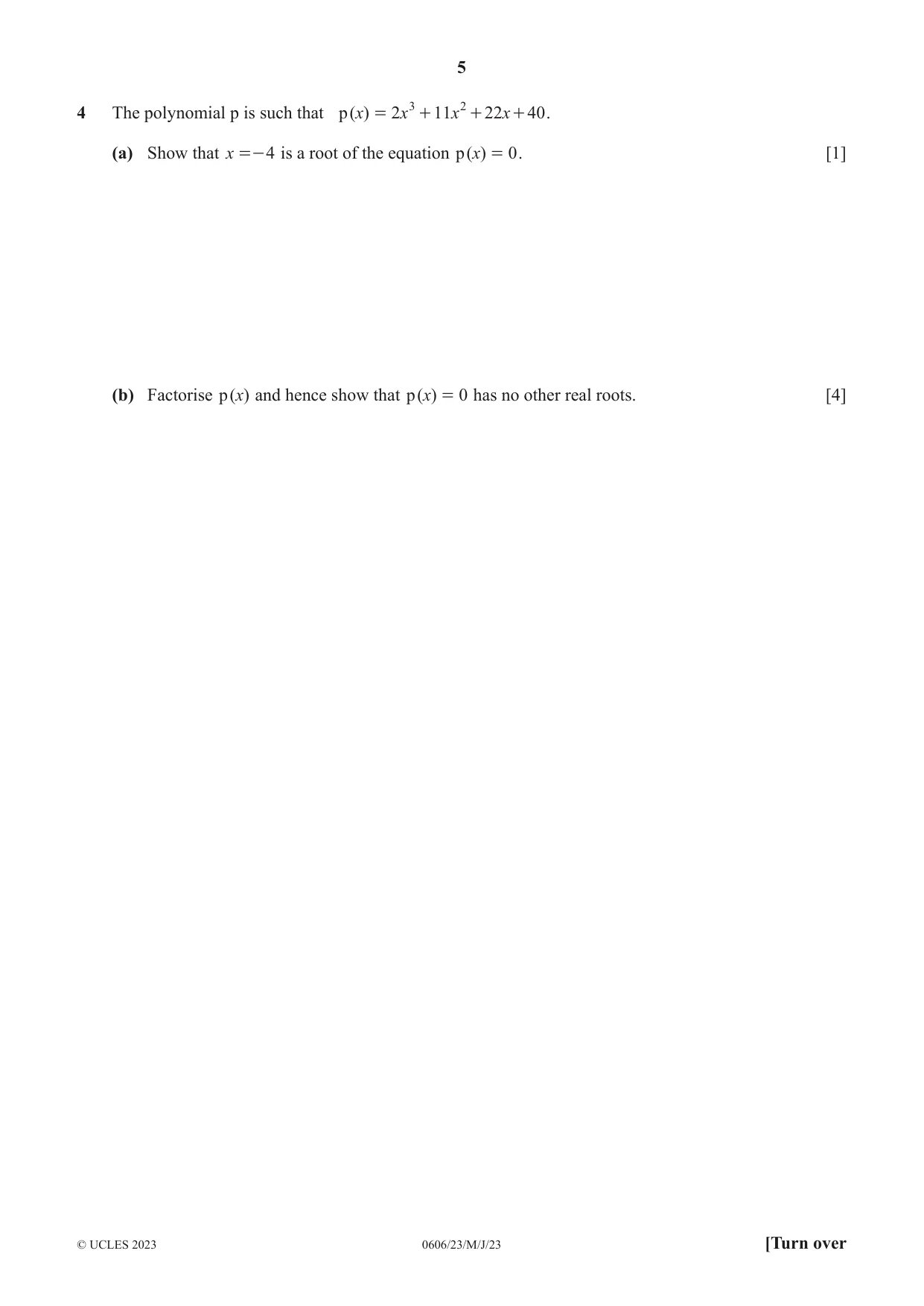 Cambridge IGCSE Mathematics - Additional 0606 2023 May/June Paper 2 · Variant 3 question paper, page 5 of 16