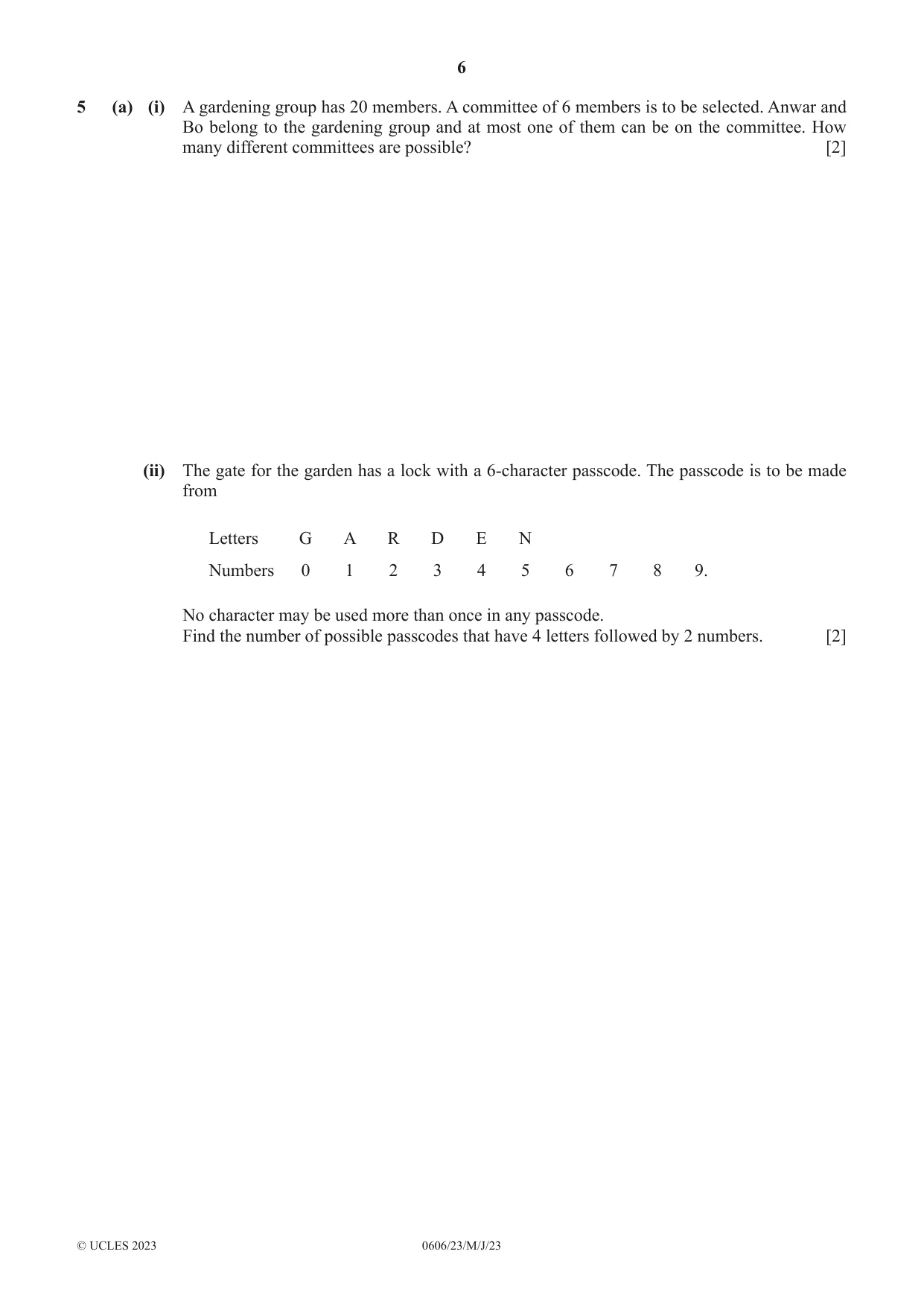 Cambridge IGCSE Mathematics - Additional 0606 2023 May/June Paper 2 · Variant 3 question paper, page 6 of 16