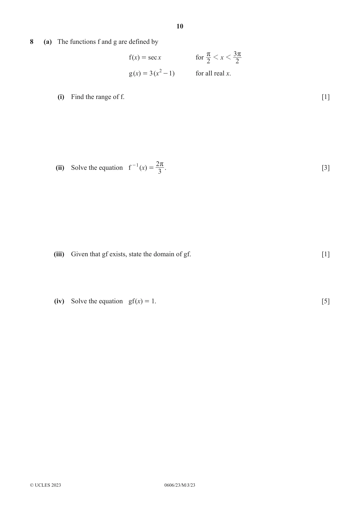 Cambridge IGCSE Mathematics - Additional 0606 2023 May/June Paper 2 · Variant 3 question paper, page 10 of 16