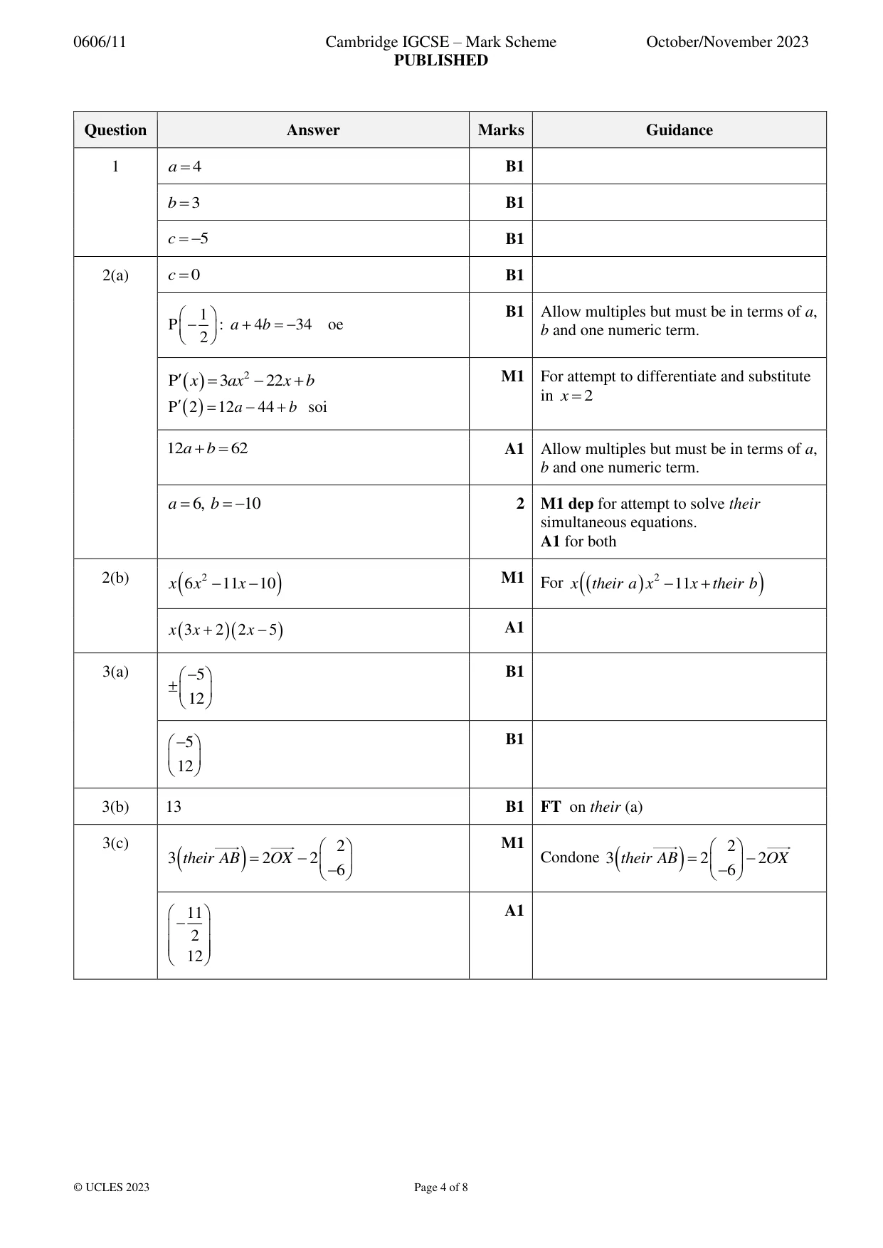 Mark scheme, page 4 of 8