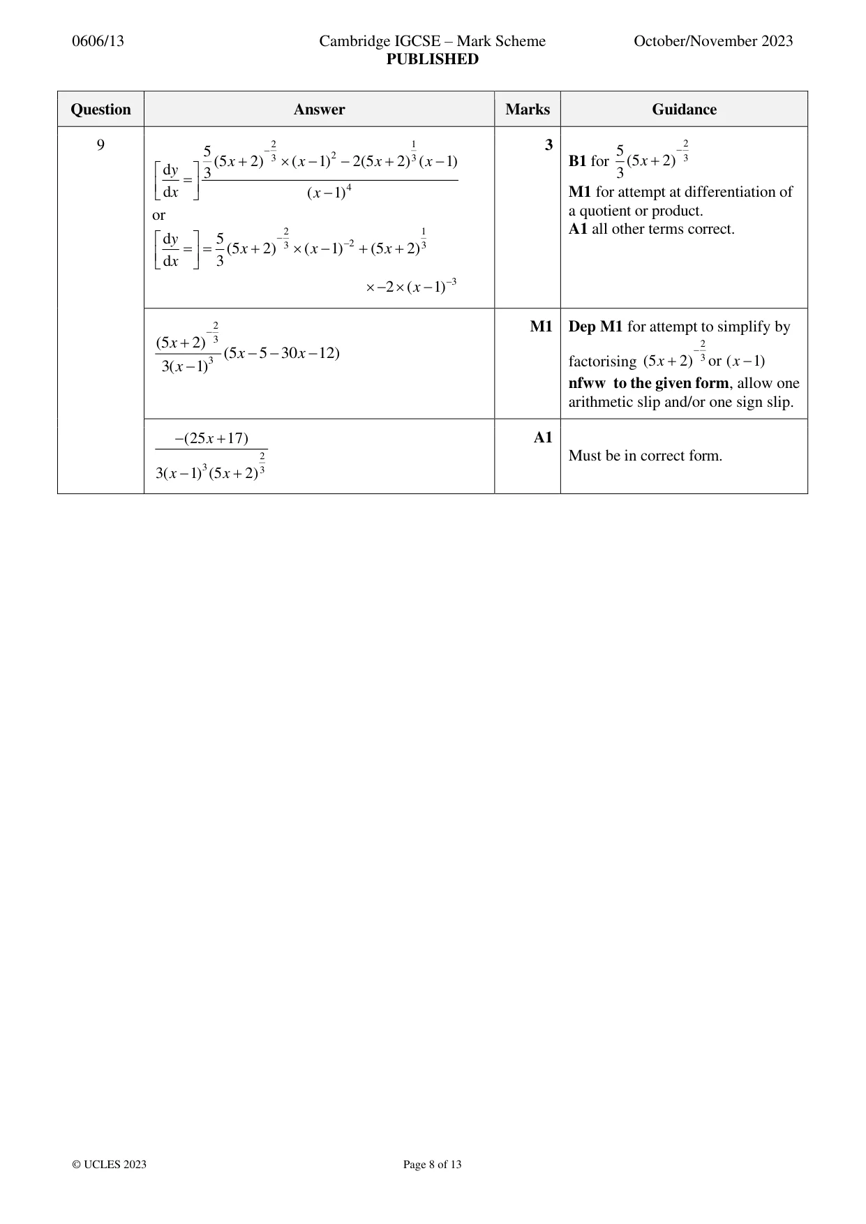 Mark scheme, page 8 of 13