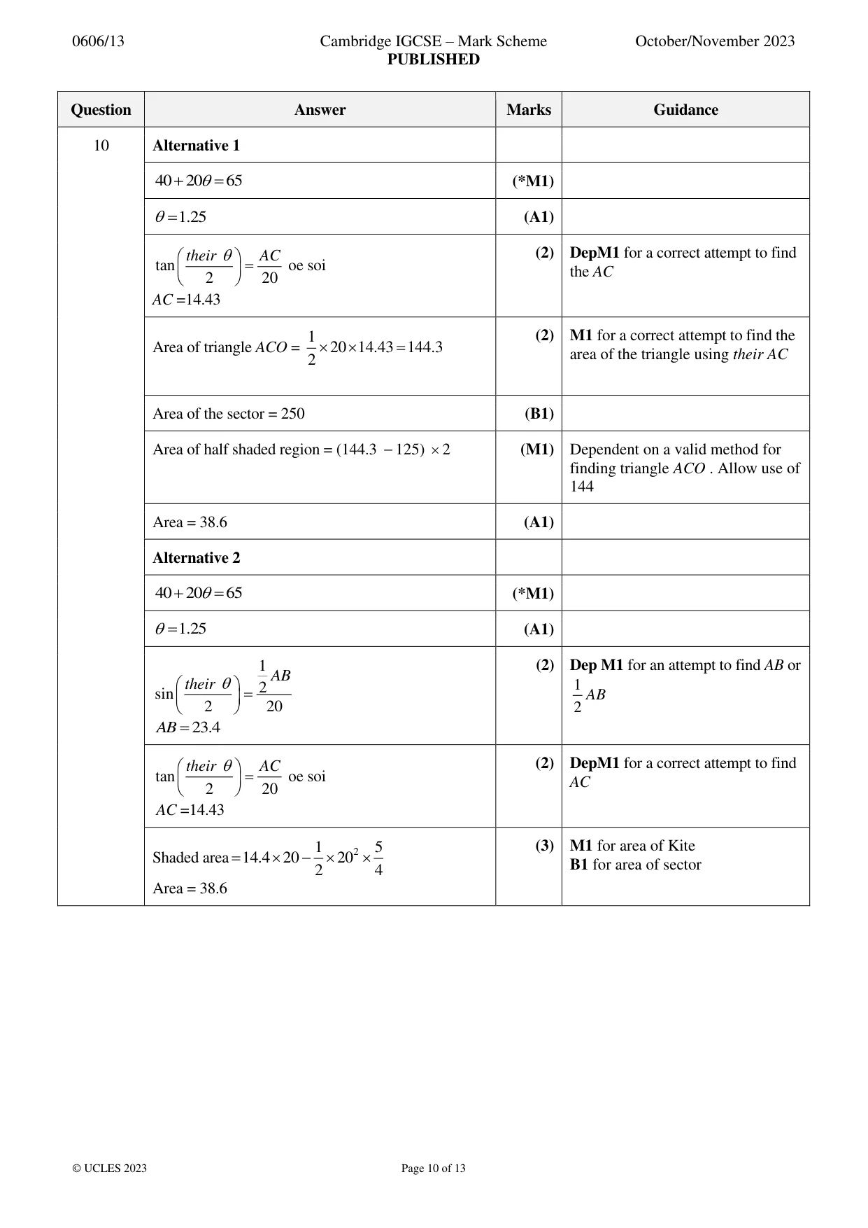 Mark scheme, page 10 of 13