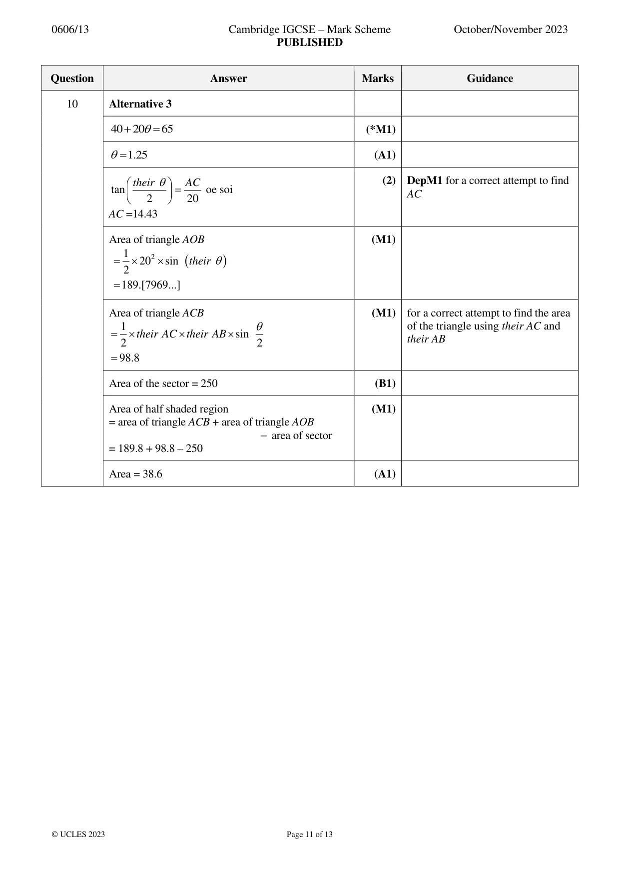Mark scheme, page 11 of 13