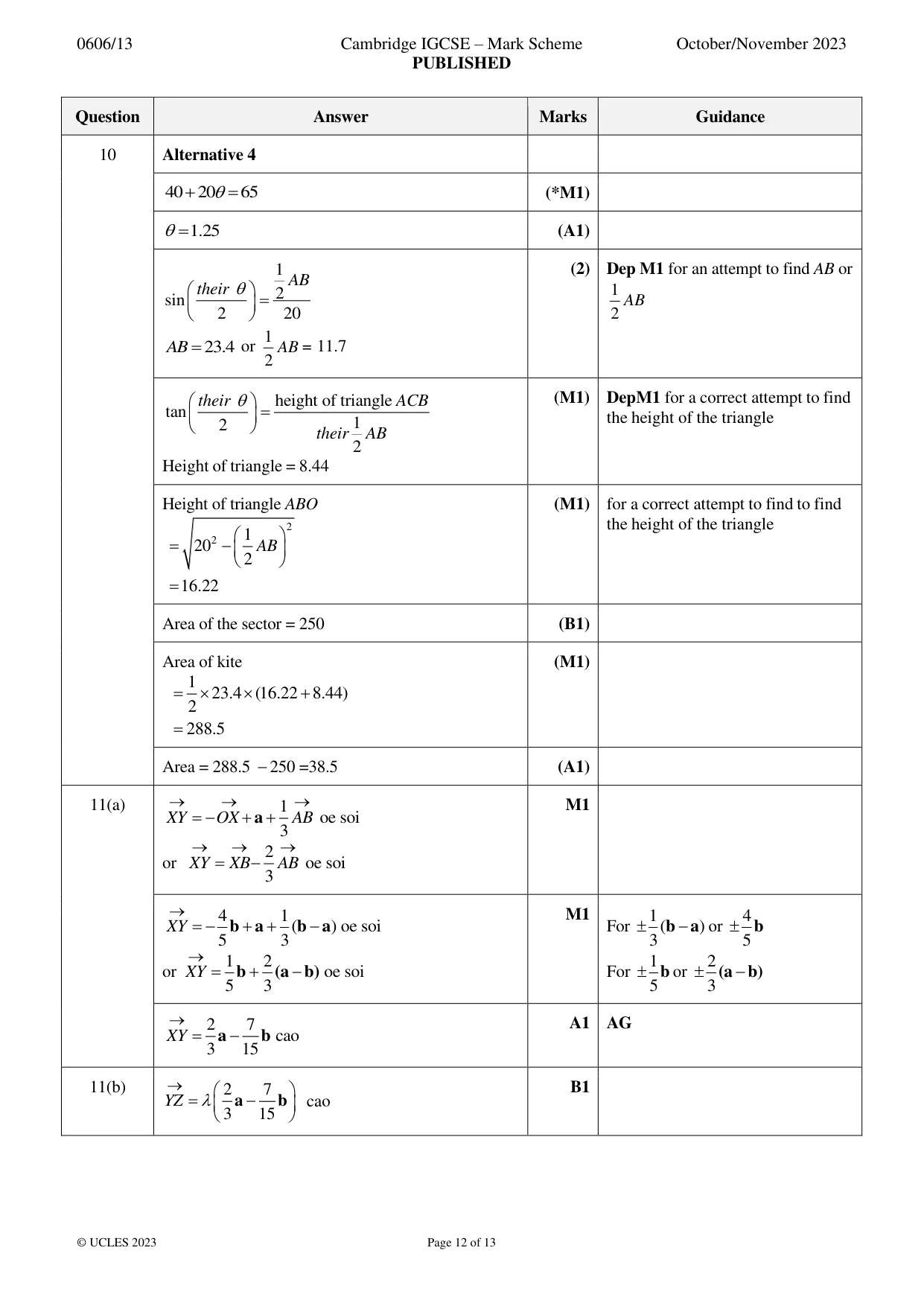 Mark scheme, page 12 of 13