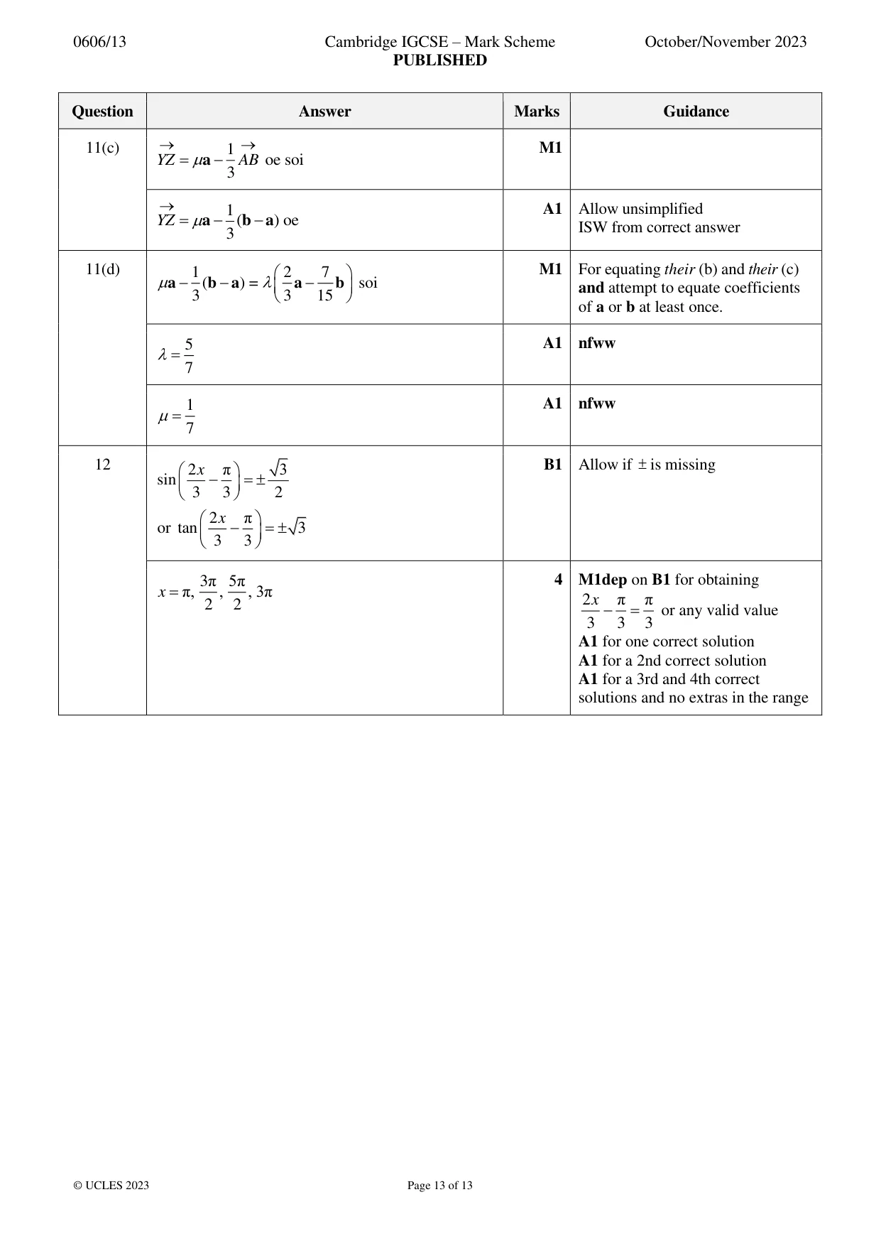Mark scheme, page 13 of 13
