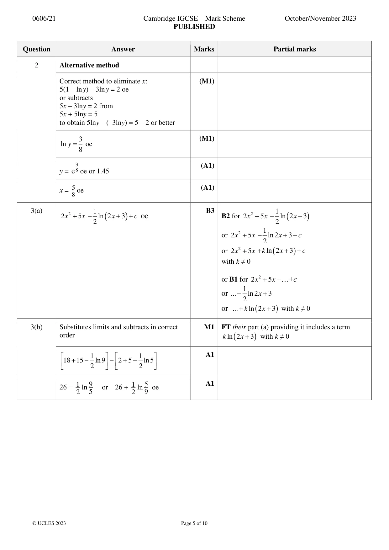 Mark scheme, page 5 of 10