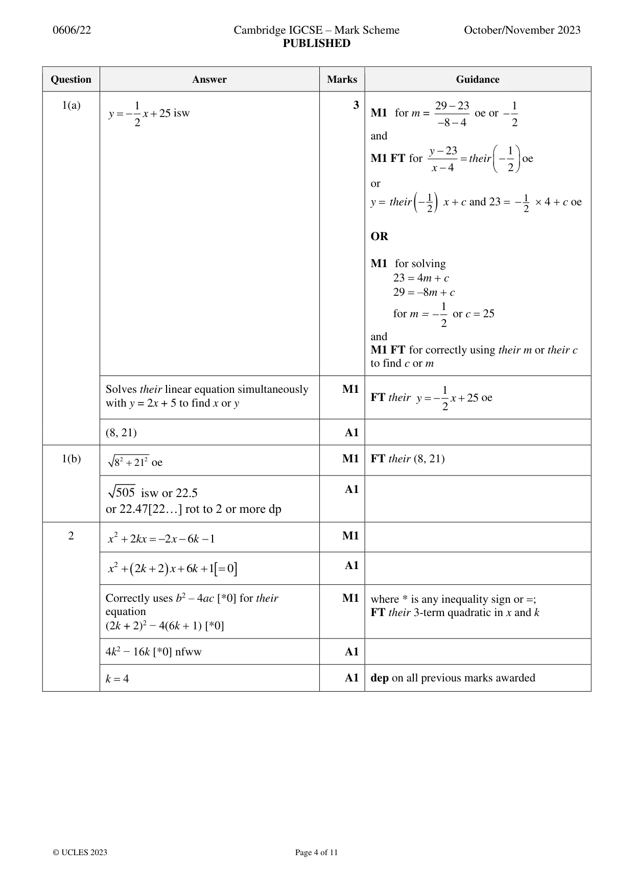 Mark scheme, page 4 of 11