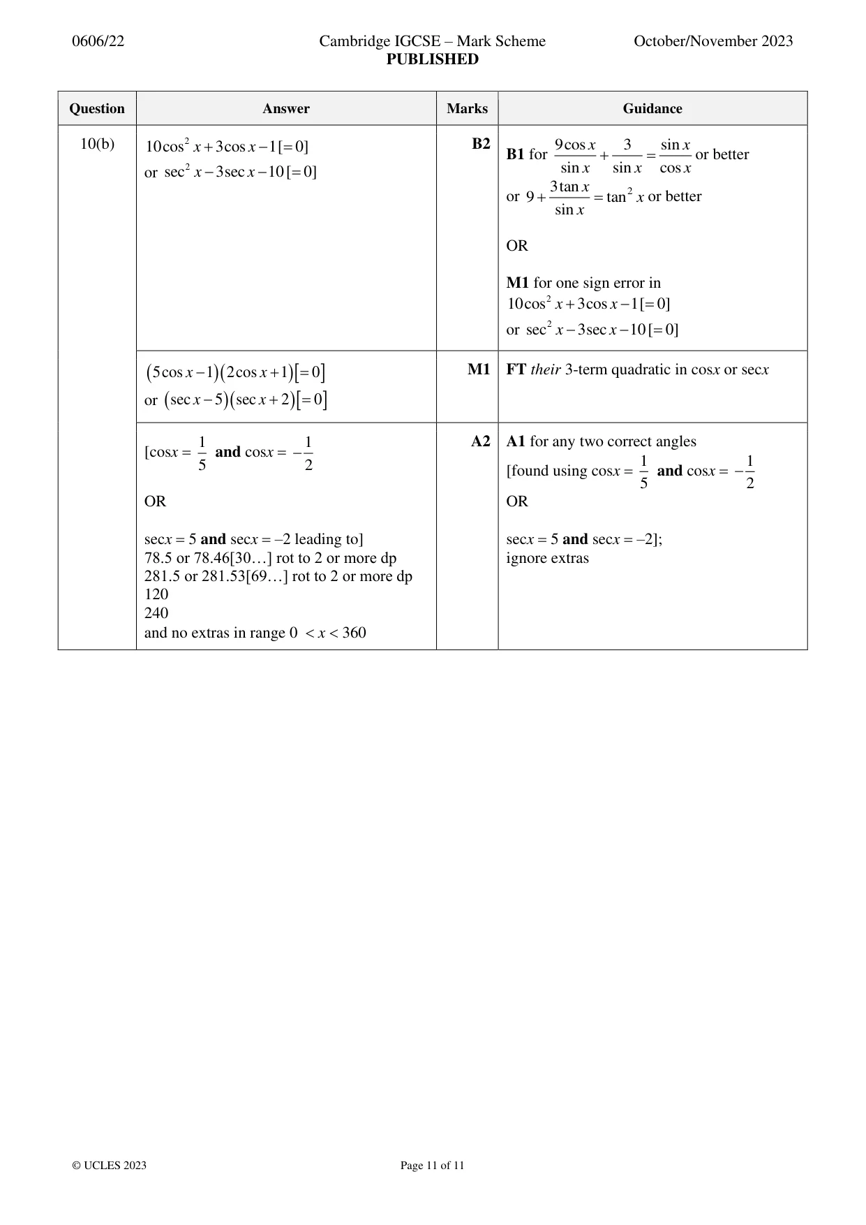 Mark scheme, page 11 of 11