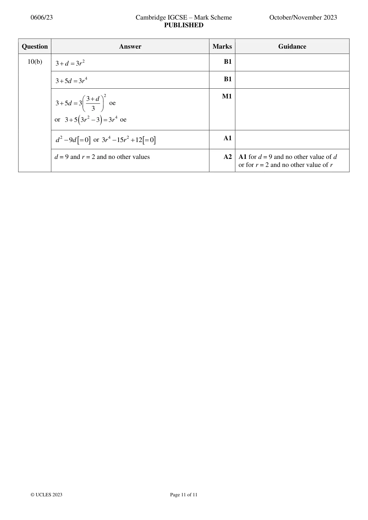 Mark scheme, page 11 of 11