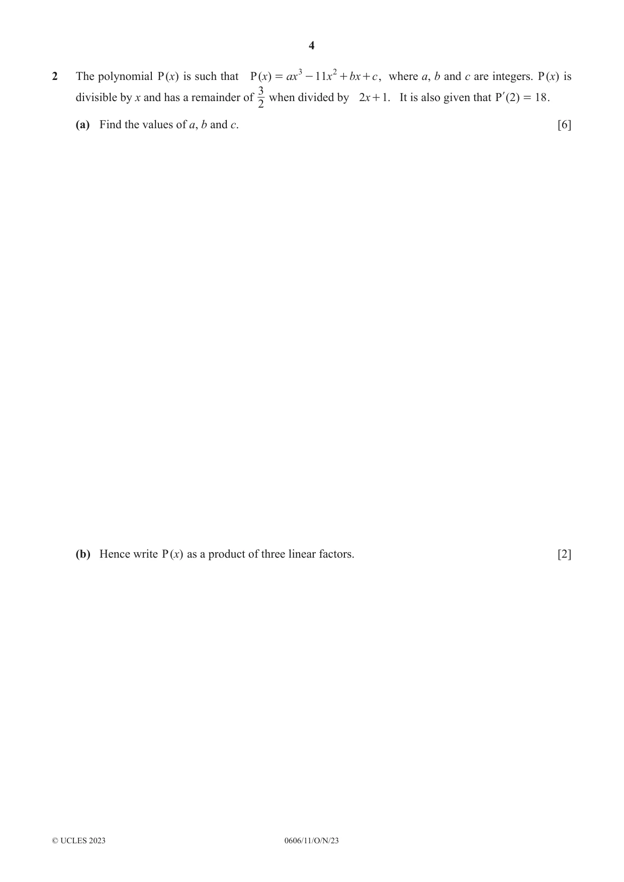 Cambridge IGCSE Mathematics - Additional 0606 2023 Oct/Nov Paper 1 · Variant 1 question paper, page 4 of 16