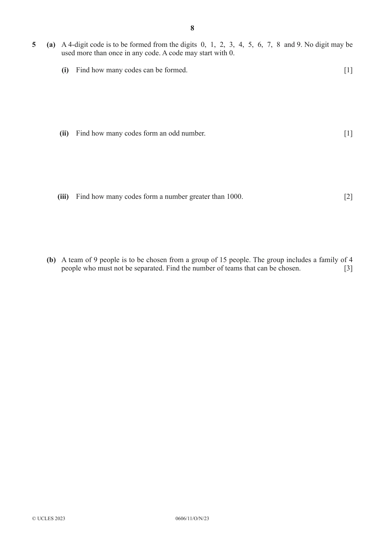 Cambridge IGCSE Mathematics - Additional 0606 2023 Oct/Nov Paper 1 · Variant 1 question paper, page 8 of 16