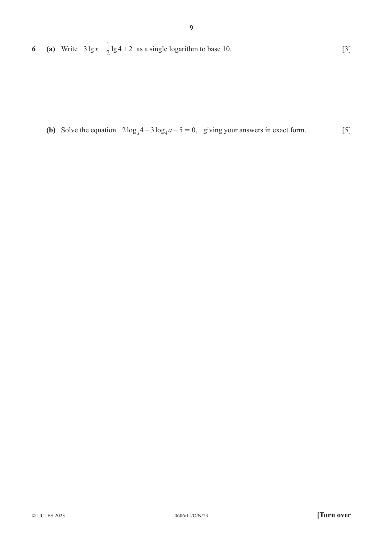 Cambridge IGCSE Mathematics - Additional 0606 2023 Oct/Nov Paper 1 · Variant 1 question paper, page 9 of 16