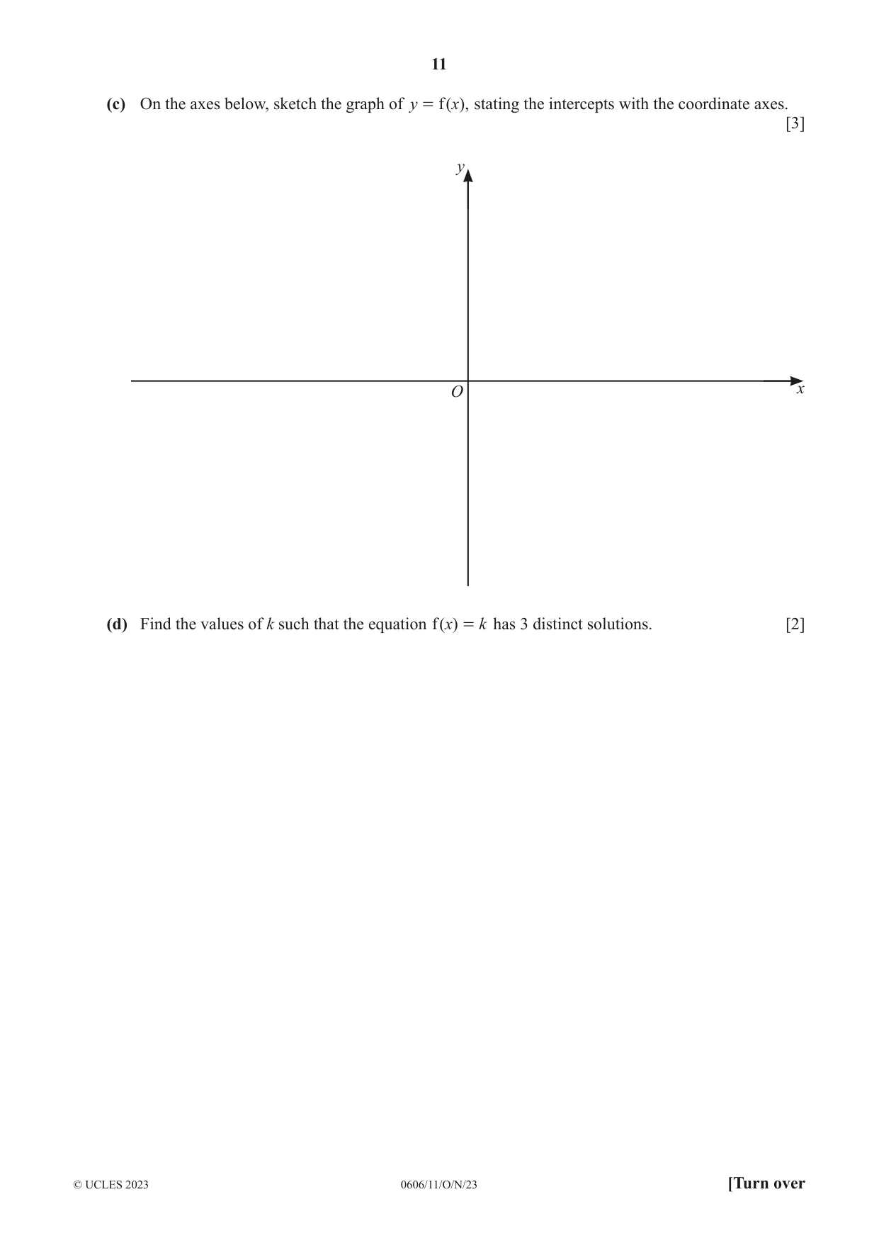 Cambridge IGCSE Mathematics - Additional 0606 2023 Oct/Nov Paper 1 · Variant 1 question paper, page 11 of 16
