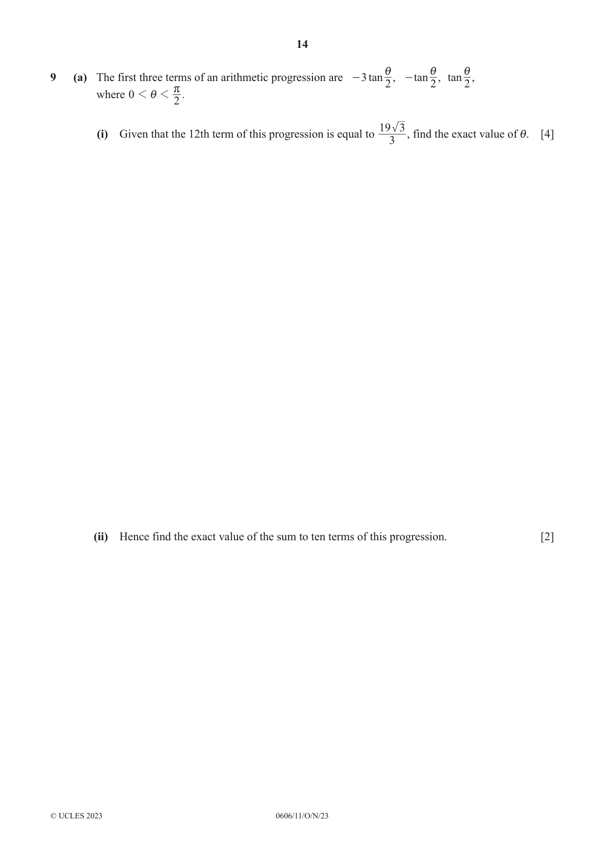 Cambridge IGCSE Mathematics - Additional 0606 2023 Oct/Nov Paper 1 · Variant 1 question paper, page 14 of 16