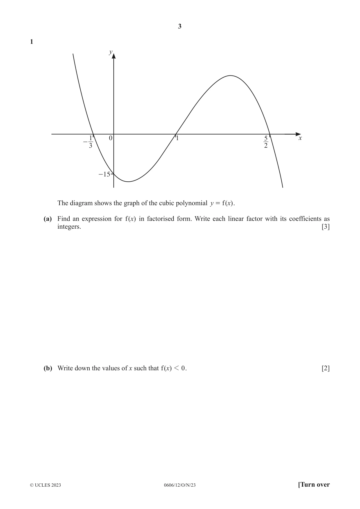 Cambridge IGCSE Mathematics - Additional 0606 2023 Oct/Nov Paper 1 · Variant 2 question paper, page 3 of 16