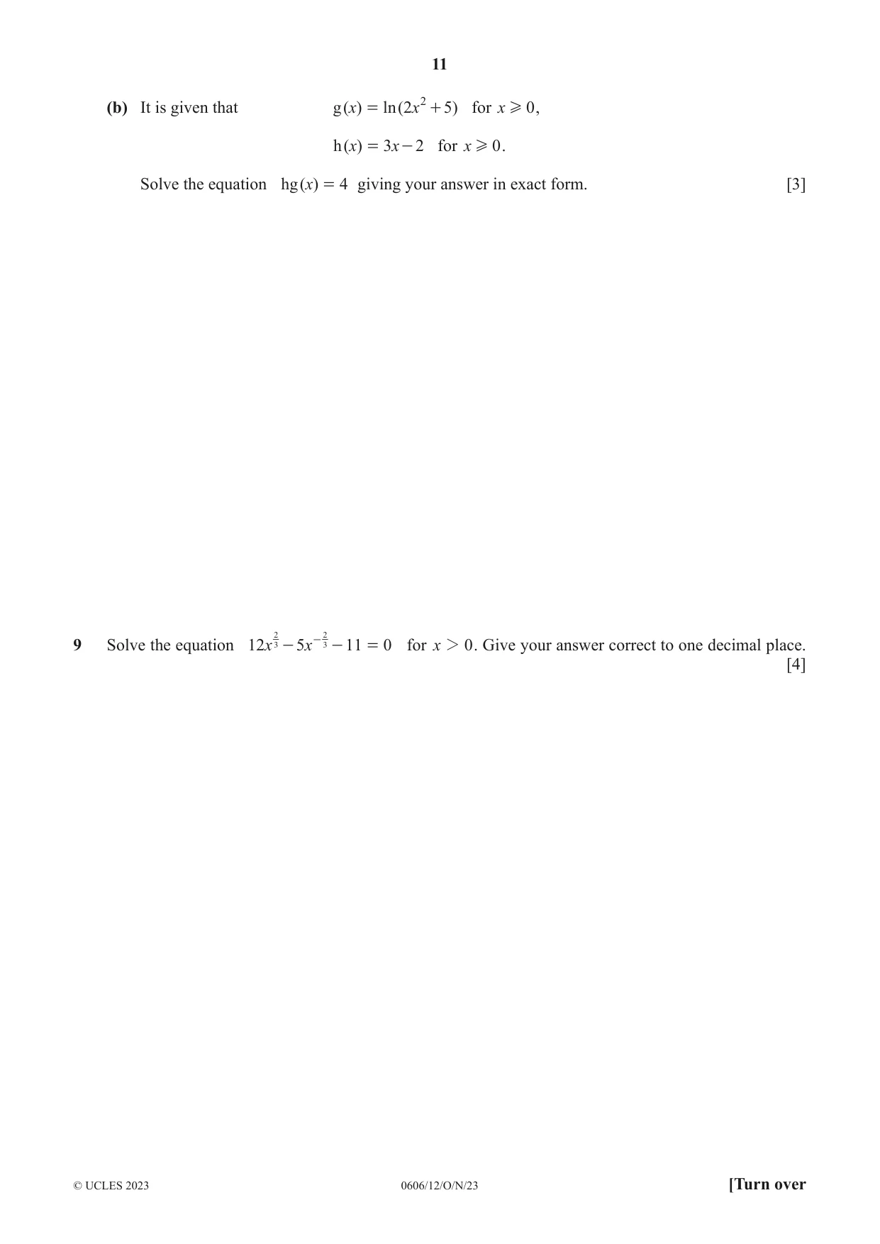Cambridge IGCSE Mathematics - Additional 0606 2023 Oct/Nov Paper 1 · Variant 2 question paper, page 11 of 16