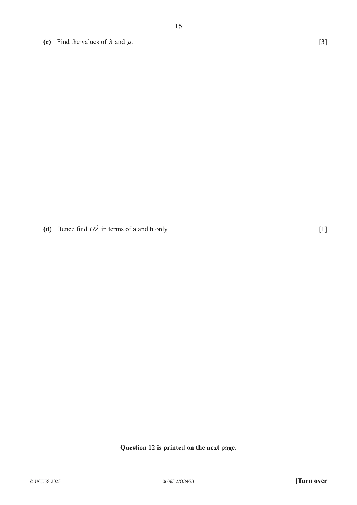 Cambridge IGCSE Mathematics - Additional 0606 2023 Oct/Nov Paper 1 · Variant 2 question paper, page 15 of 16
