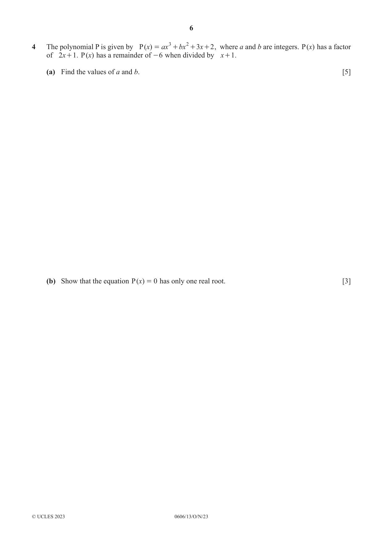 Cambridge IGCSE Mathematics - Additional 0606 2023 Oct/Nov Paper 1 · Variant 3 question paper, page 6 of 16