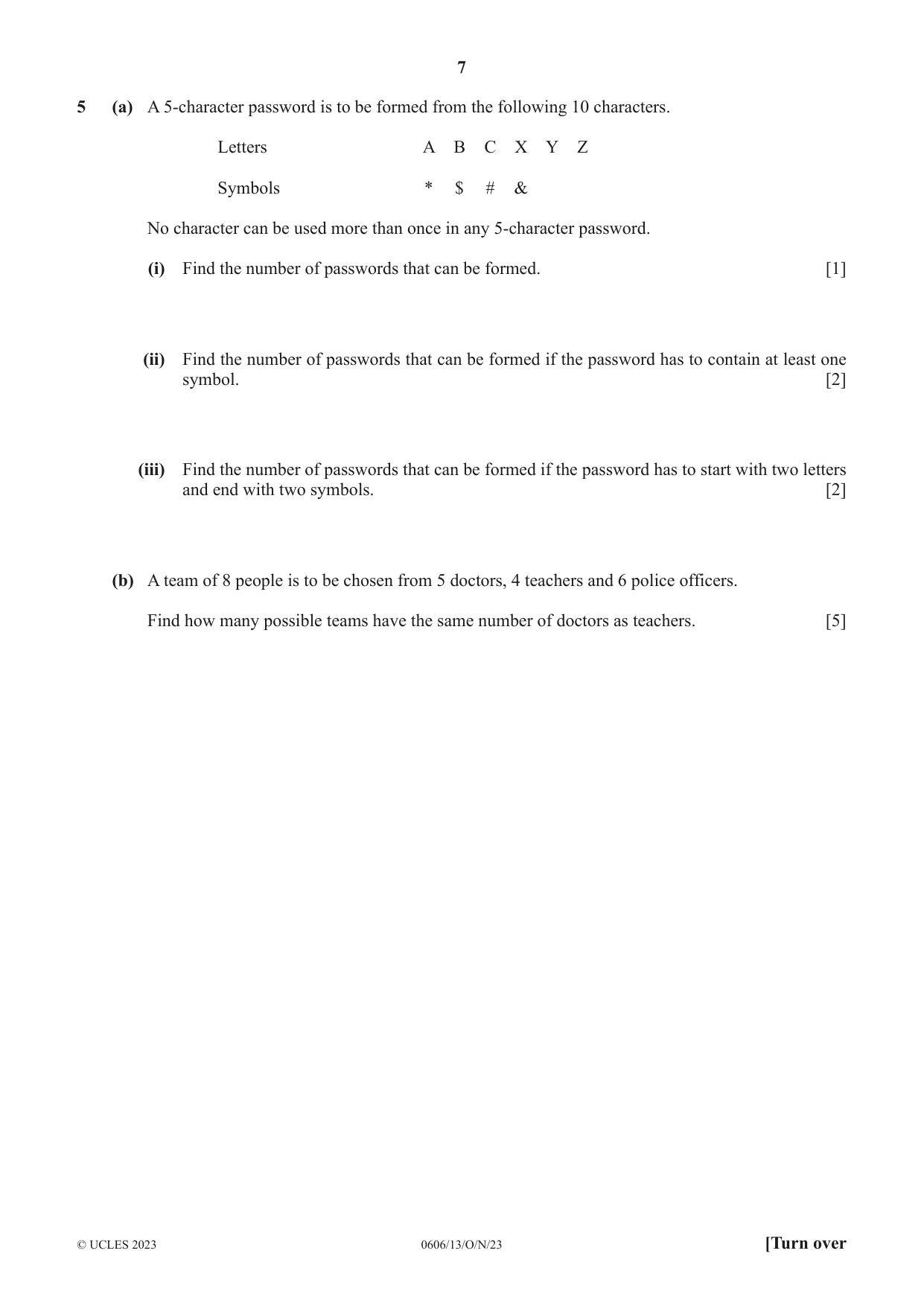 Cambridge IGCSE Mathematics - Additional 0606 2023 Oct/Nov Paper 1 · Variant 3 question paper, page 7 of 16