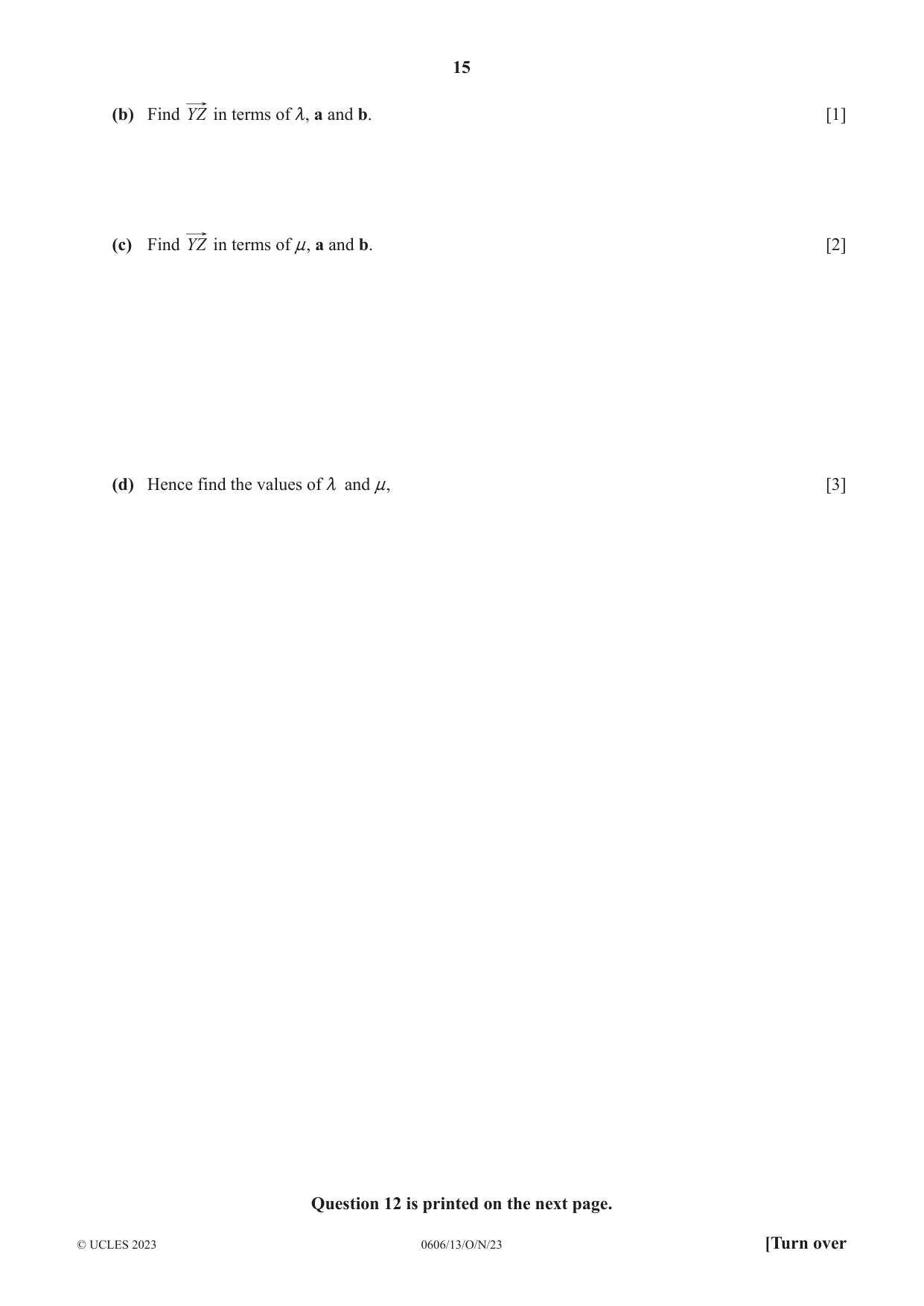 Cambridge IGCSE Mathematics - Additional 0606 2023 Oct/Nov Paper 1 · Variant 3 question paper, page 15 of 16