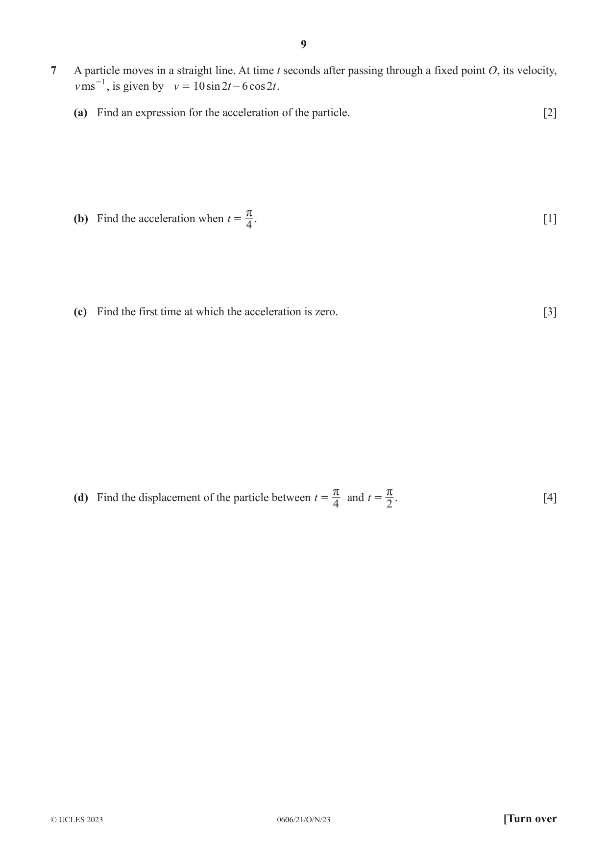 Cambridge IGCSE Mathematics - Additional 0606 2023 Oct/Nov Paper 2 · Variant 1 question paper, page 9 of 16