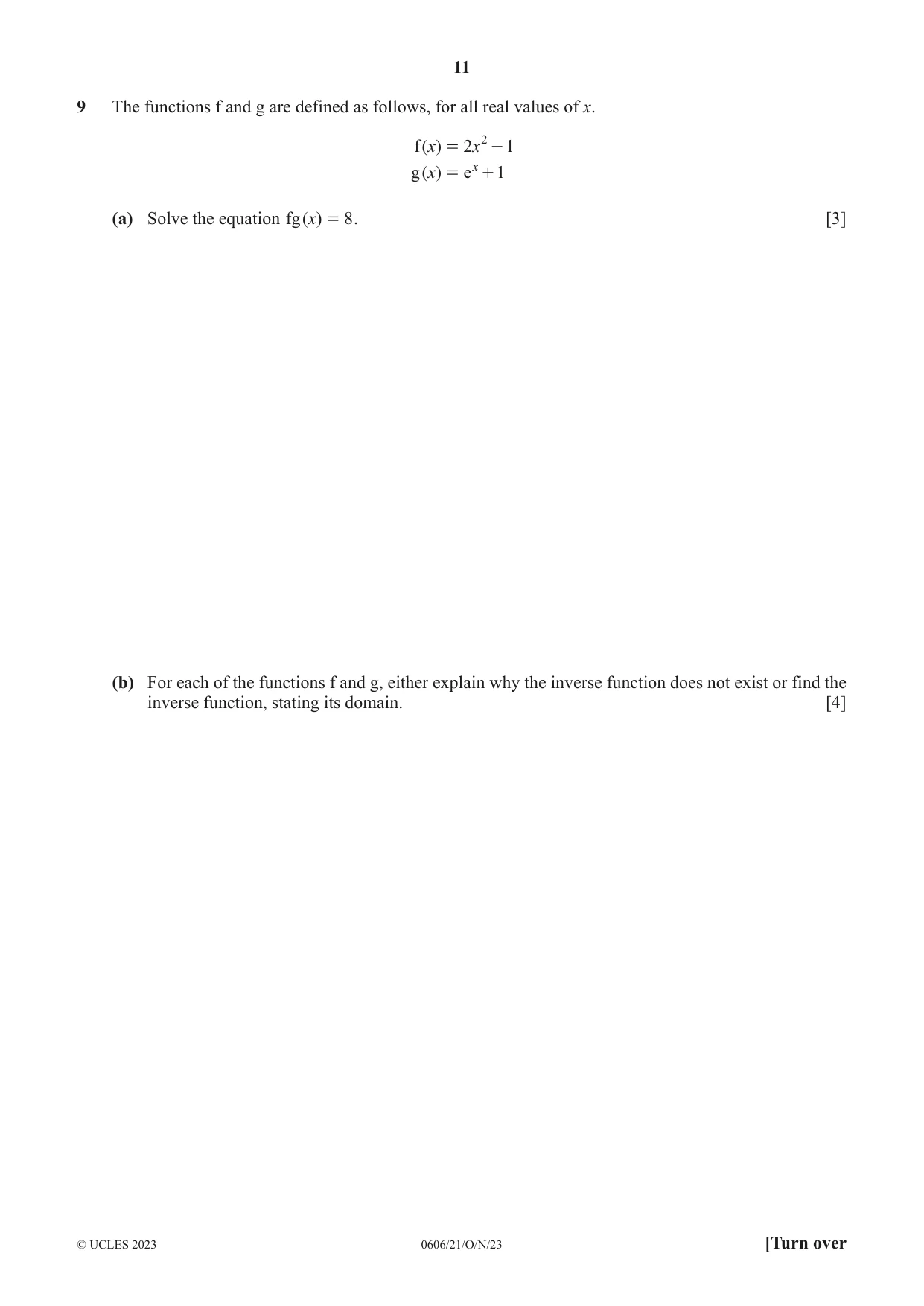Cambridge IGCSE Mathematics - Additional 0606 2023 Oct/Nov Paper 2 · Variant 1 question paper, page 11 of 16