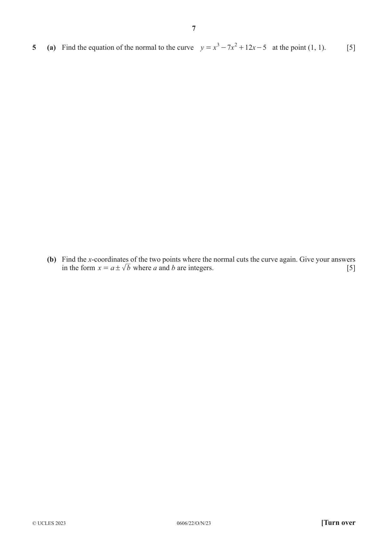 Cambridge IGCSE Mathematics - Additional 0606 2023 Oct/Nov Paper 2 · Variant 2 question paper, page 7 of 16