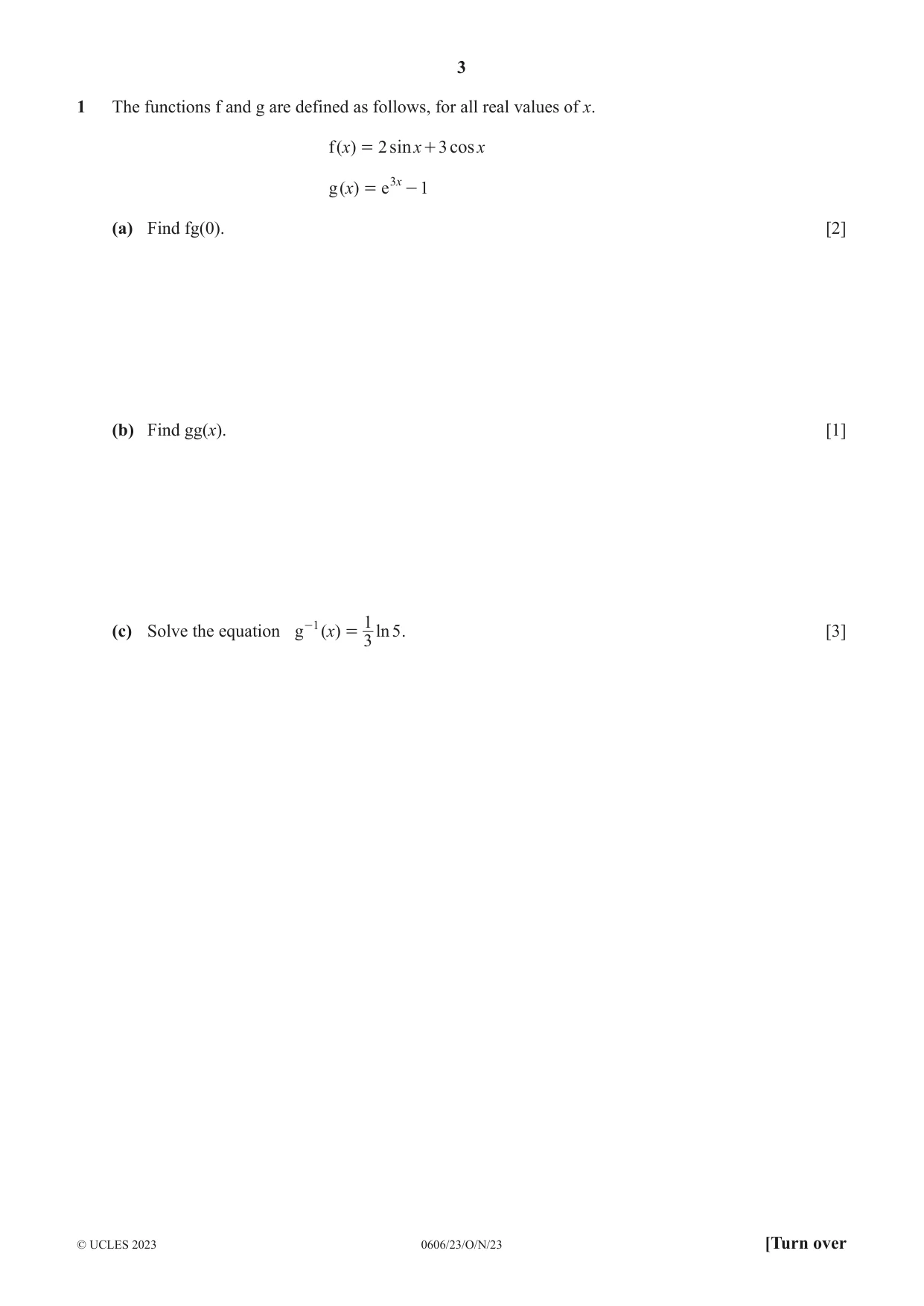 Cambridge IGCSE Mathematics - Additional 0606 2023 Oct/Nov Paper 2 · Variant 3 question paper, page 3 of 16