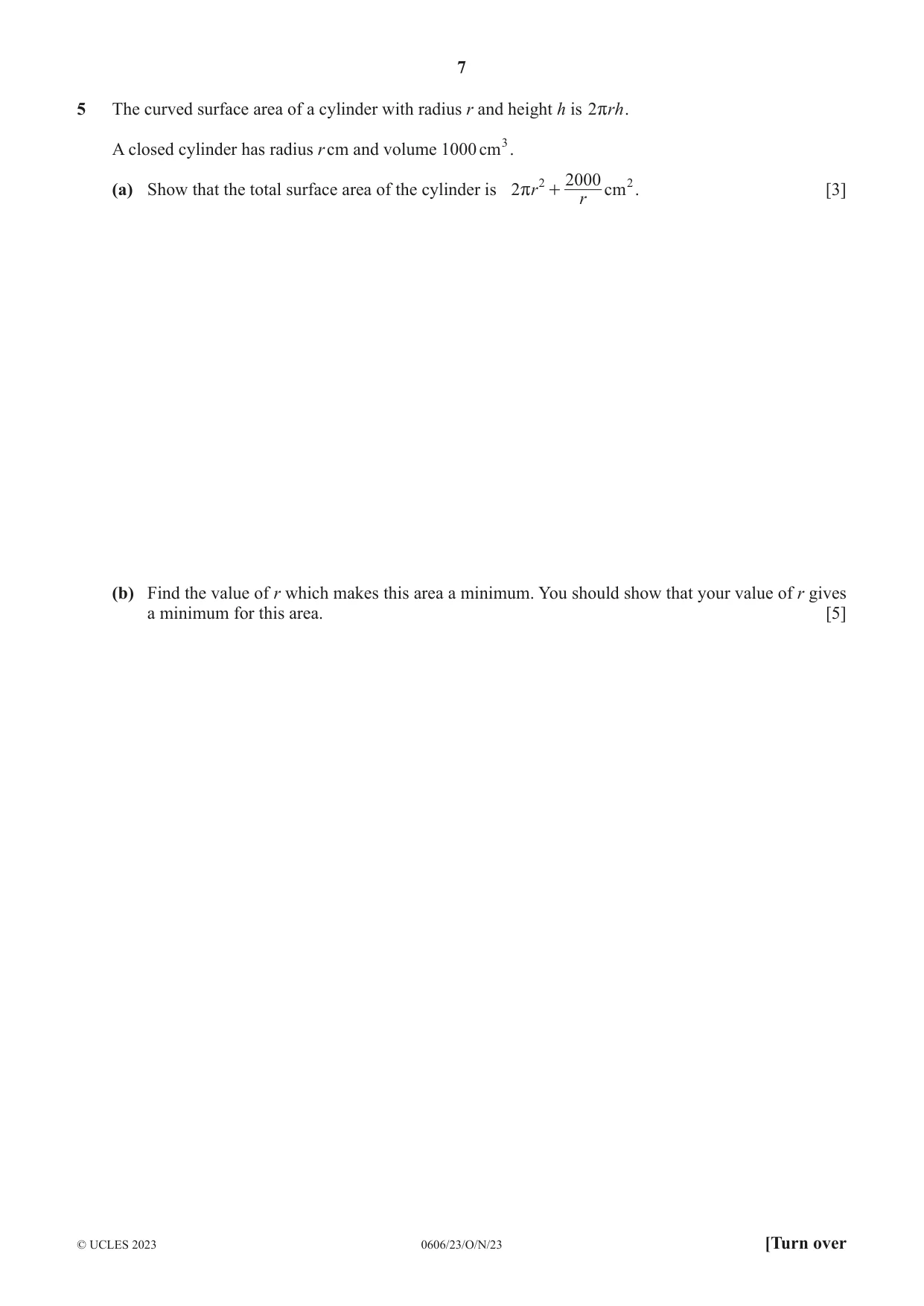 Cambridge IGCSE Mathematics - Additional 0606 2023 Oct/Nov Paper 2 · Variant 3 question paper, page 7 of 16