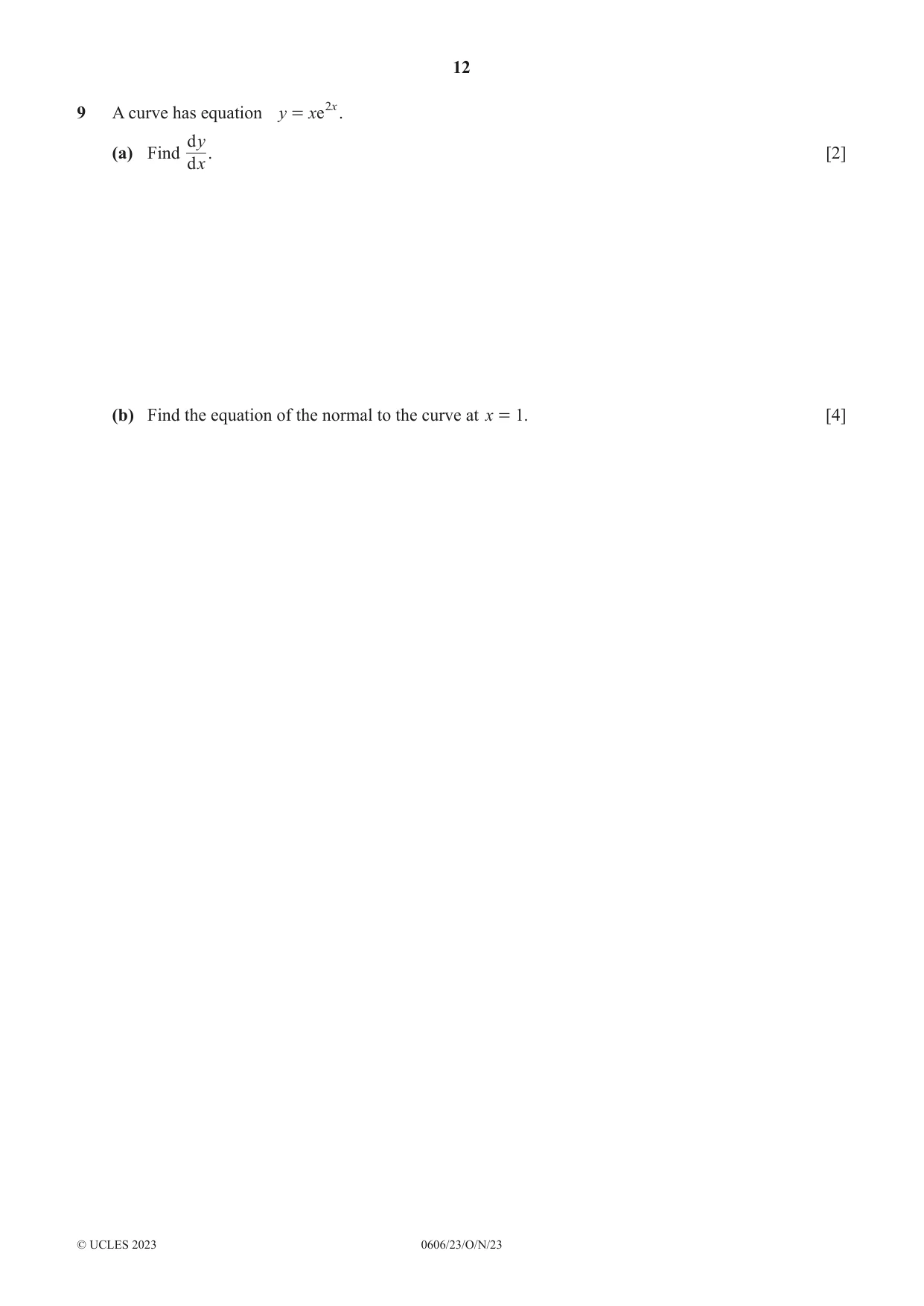 Cambridge IGCSE Mathematics - Additional 0606 2023 Oct/Nov Paper 2 · Variant 3 question paper, page 12 of 16