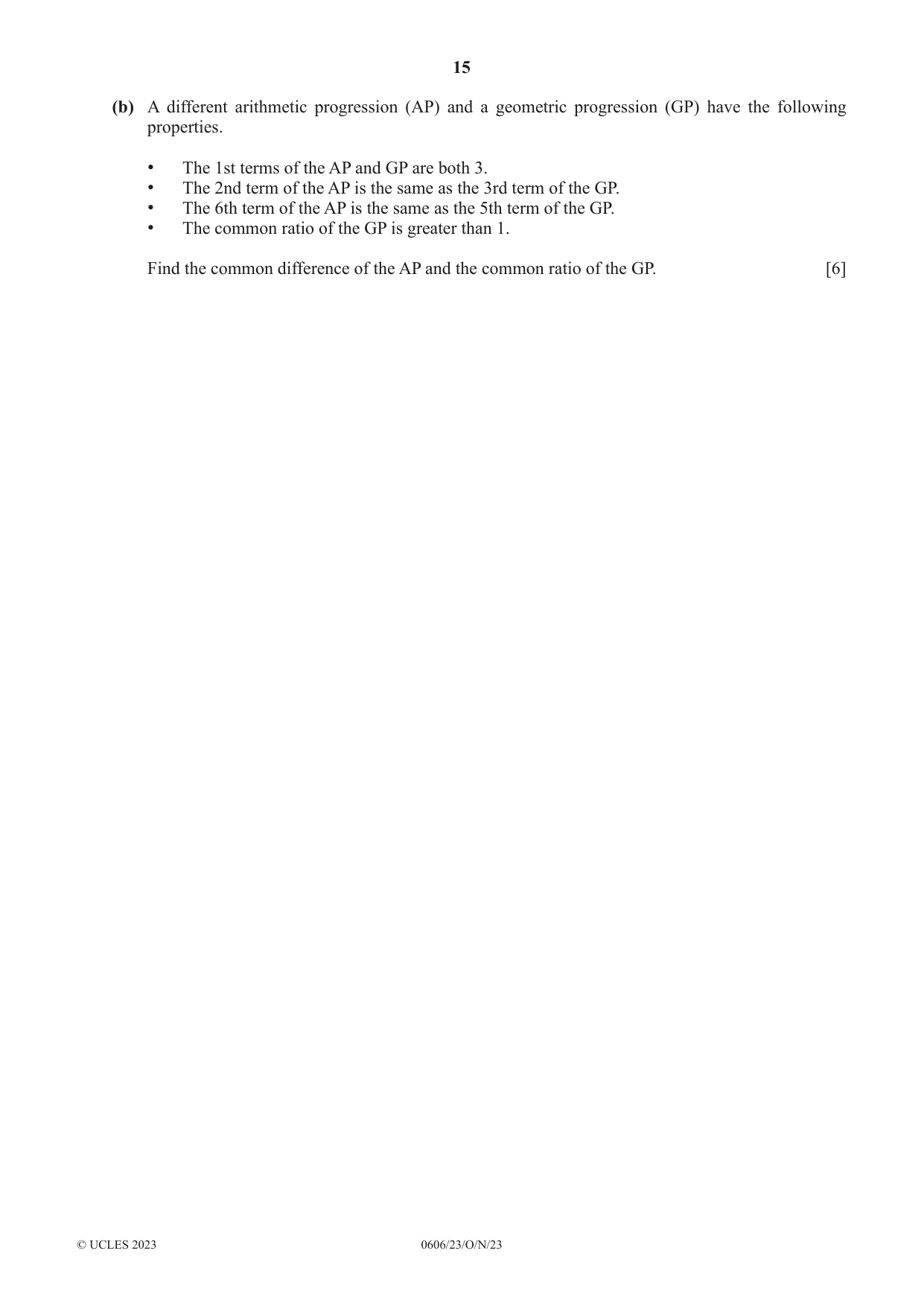 Cambridge IGCSE Mathematics - Additional 0606 2023 Oct/Nov Paper 2 · Variant 3 question paper, page 15 of 16